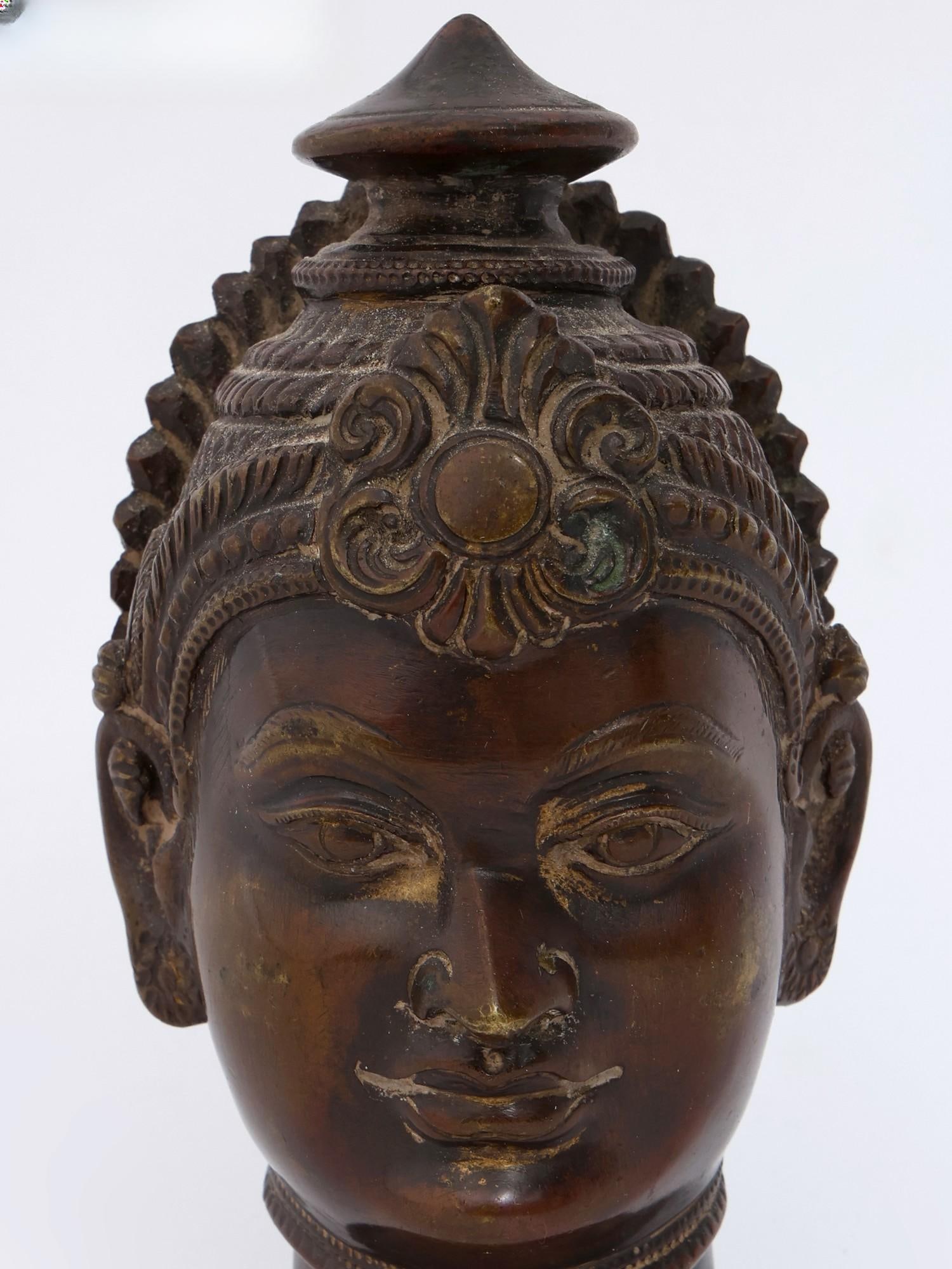 5" Small Goddess Parvati Head | Bronze Statue - 2
