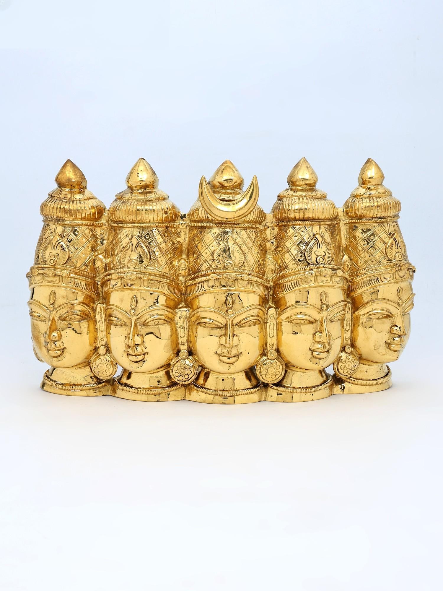 15" Five Headed Goddess Gayatri Wall Hanging | Bronze Statue (1 of 2)