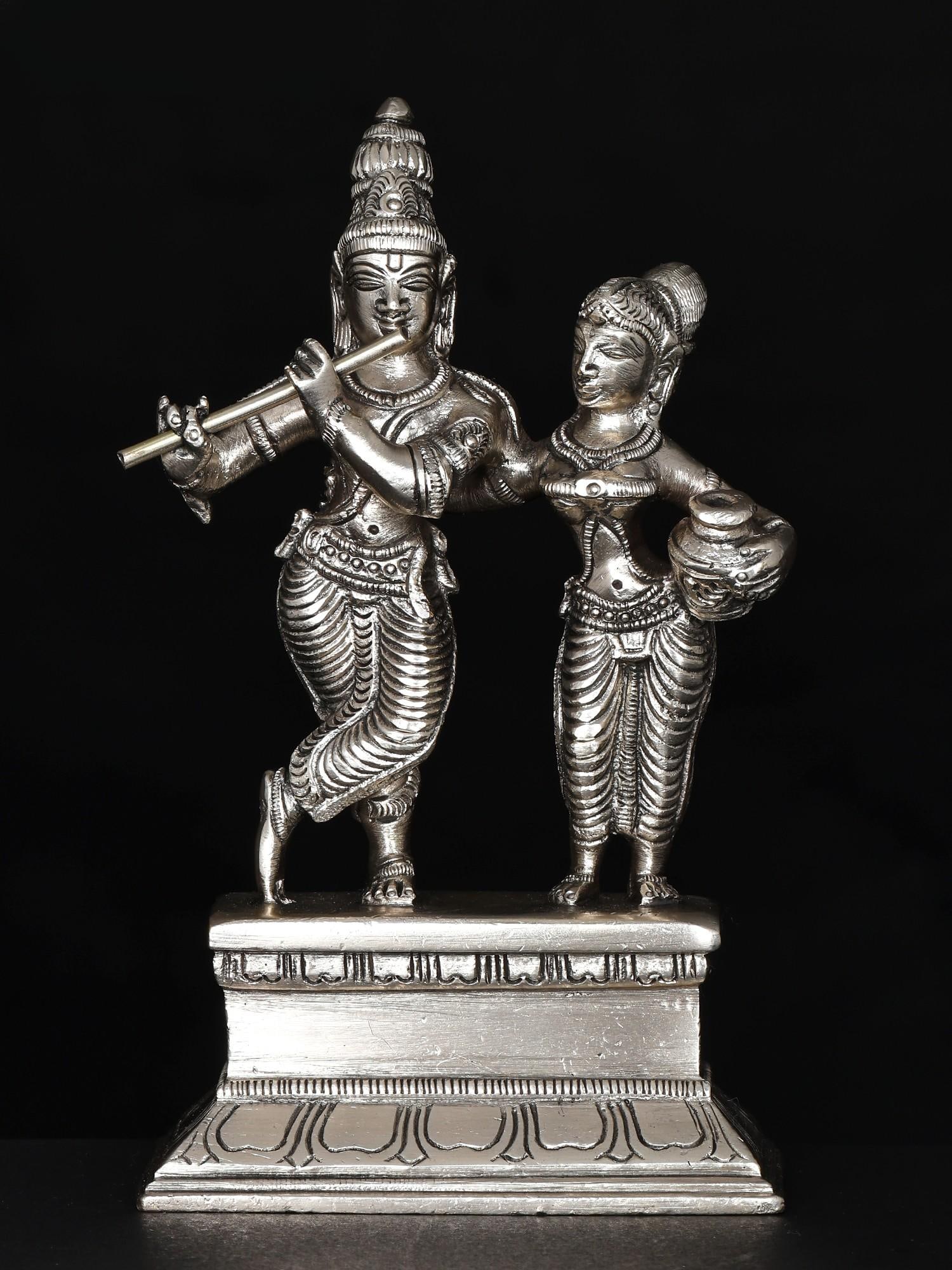 6" Small Radha Krishna | Silver Plated Brass Statue: Title: 6" Small Radha Krishna | Silver Plated Brass Statue Additional Information: itemcode: DDO146 Reserve: $103.00 Shipping: Domestic: Shipping rates are determined by destination International: