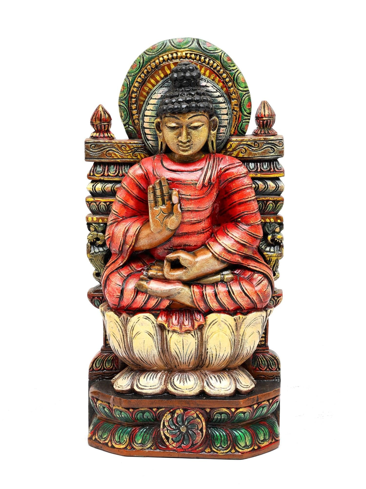 24" Lord Buddha Seated in Vitark Mudra | Wood Carved Statue: Title: 24" Lord Buddha Seated in Vitark Mudra | Wood Carved Statue Additional Information: itemcode: DDO118 Reserve: $512.00 Shipping: Domestic: Shipping rates are determined by destination
