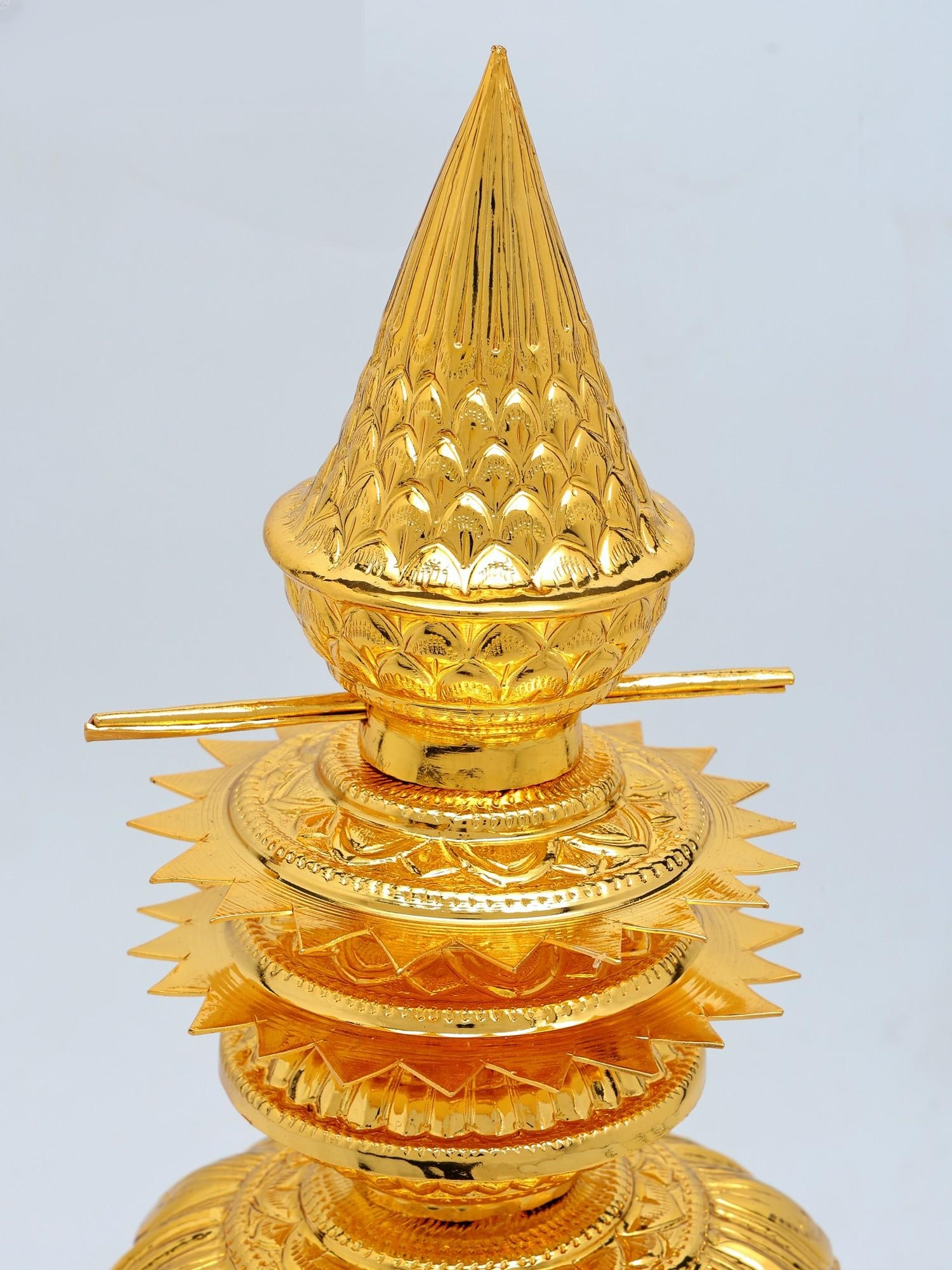 Brass Temple Kalash with Gold Plating - 2