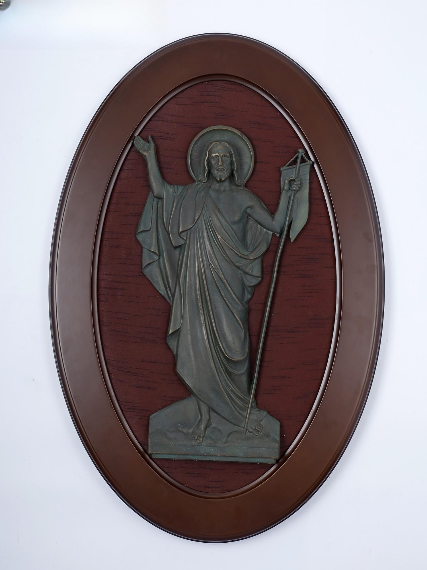 31" Bronze Jesus Christ | Inspired by Renaissance | Framed Sculpture | Wall Hanging: Title: 31" Bronze Jesus Christ | Inspired by Renaissance | Framed Sculpture | Wall Hanging Additional Information: itemcode: DDN680 Reserve: $849.00 Shipping: Domestic: Shipping rates are determined