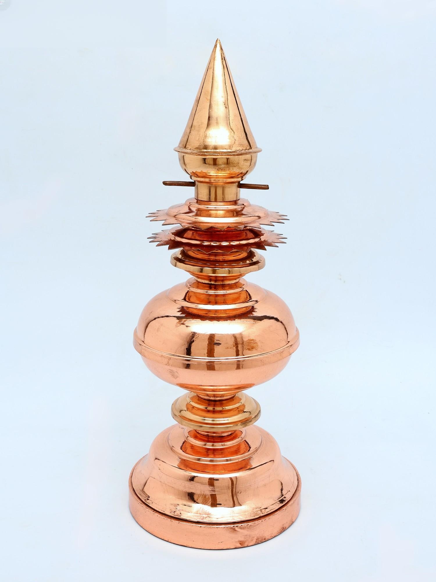 Gopura Temple Kalash in Copper | Available in Different Sizes: Title: Gopura Temple Kalash in Copper | Available in Different Sizes Additional Information: itemcode: DDO080-18 Inch Reserve: $202.00 Shipping: Domestic: Shipping rates are determined by destination