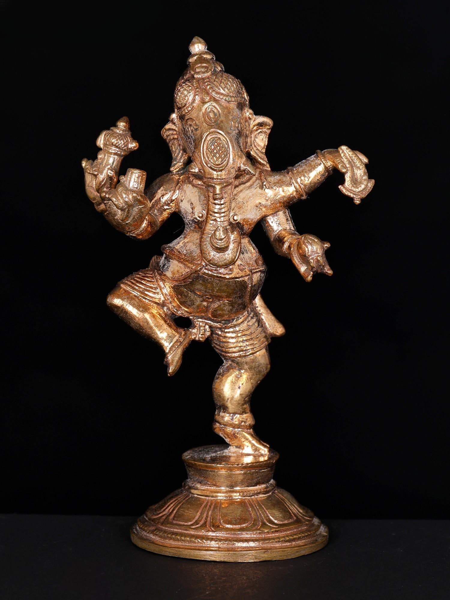 4" Small Four Armed Dancing Lord Ganesha | Bronze Statue: Title: 4" Small Four Armed Dancing Lord Ganesha | Bronze Statue Additional Information: itemcode: DDO024 Reserve: $171.00 Shipping: Domestic: Shipping rates are determined by destination