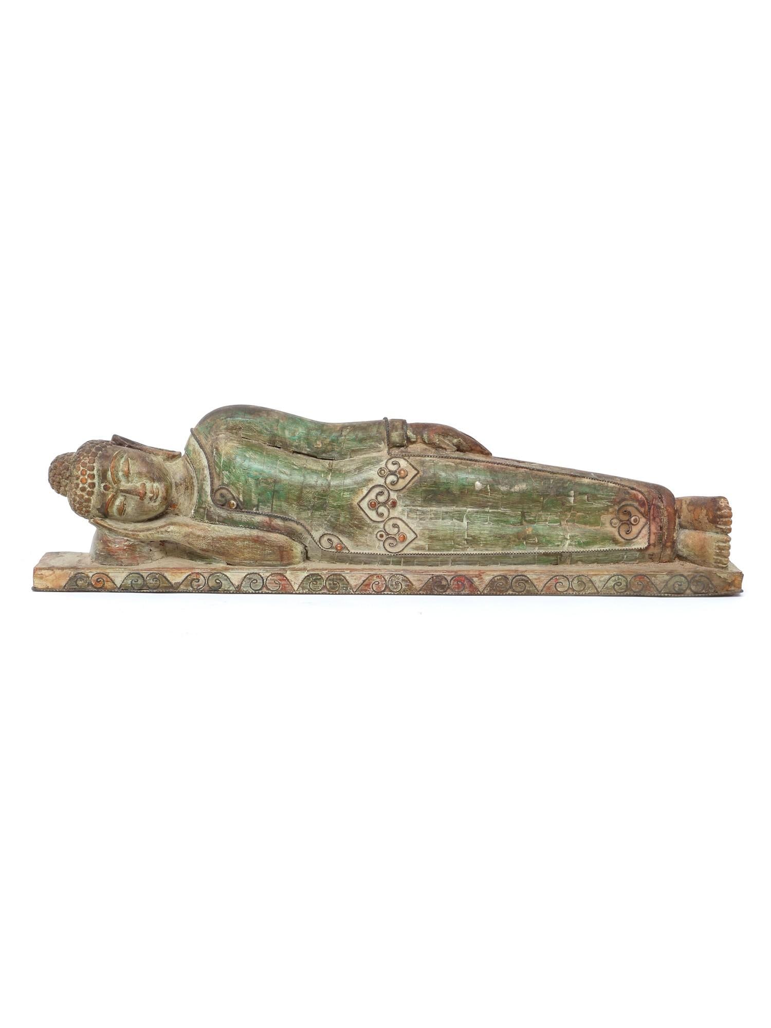 19" Mahaparinirvana Buddha | Wood Carved Statue: Title: 19" Mahaparinirvana Buddha | Wood Carved Statue Additional Information: itemcode: DDO261 Reserve: $517.00 Shipping: Domestic: Shipping rates are determined by destination International: