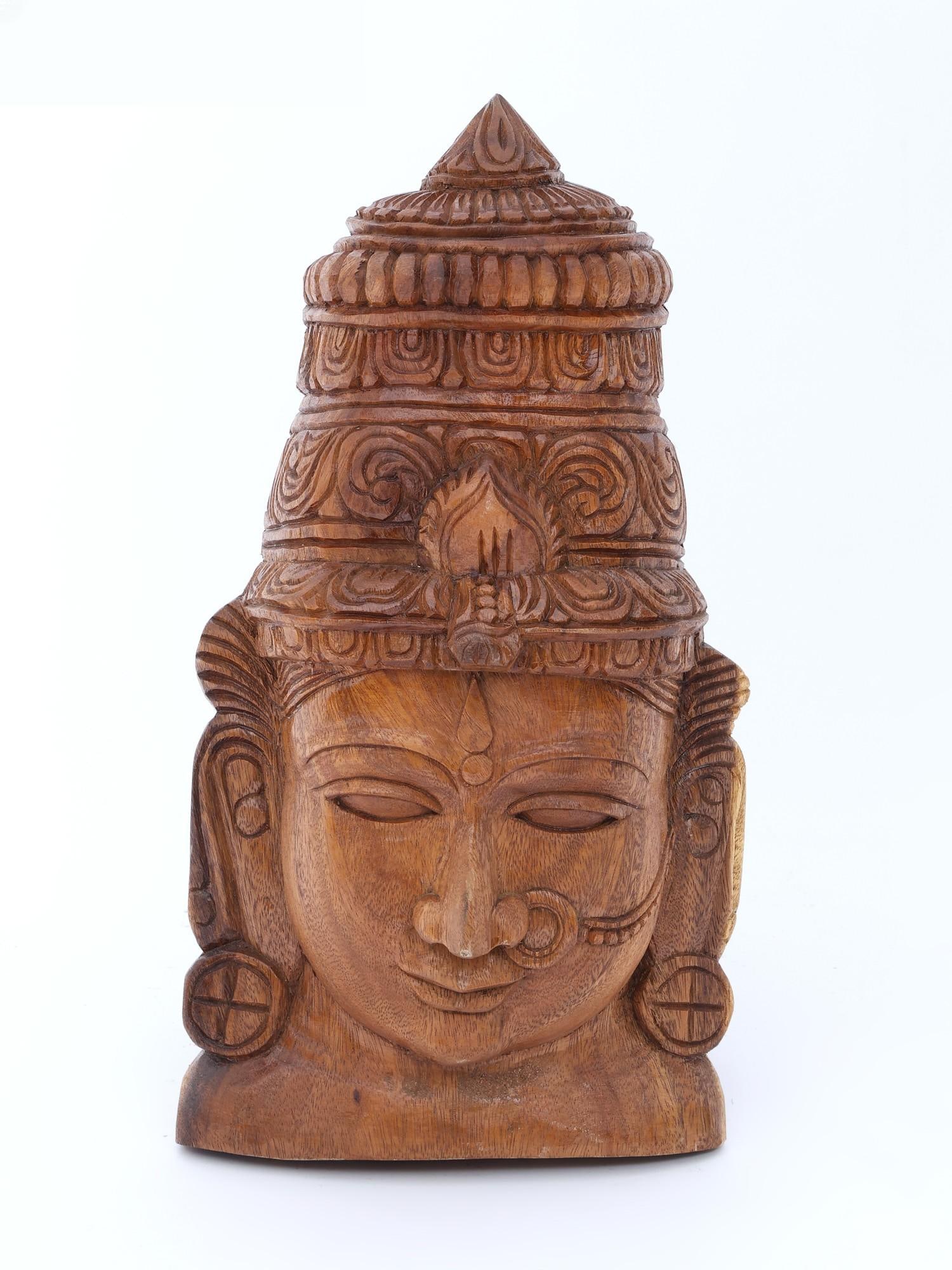 18" Goddess Parvati Wall Hanging Head | Wood Carving (1 of 2)