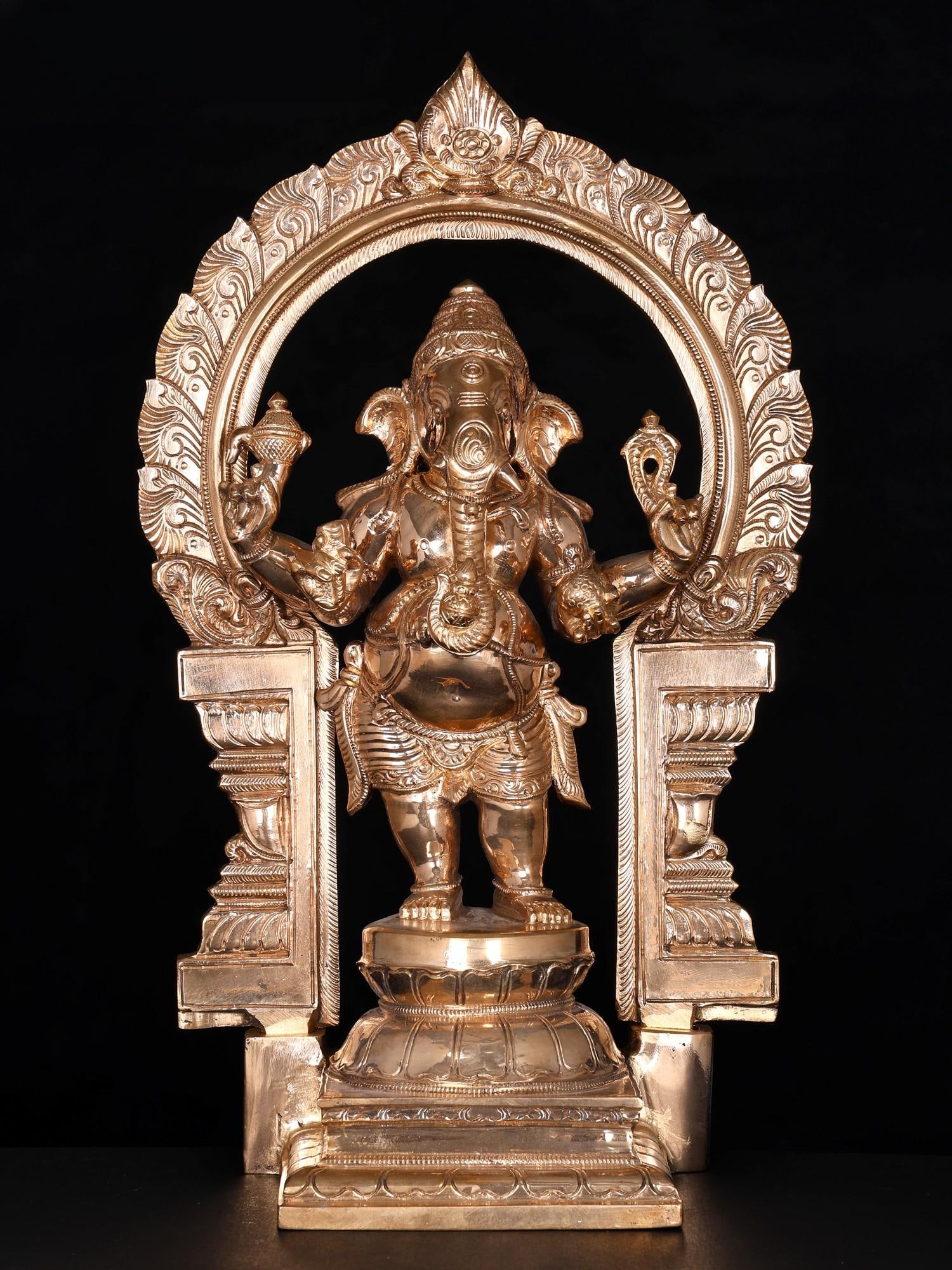 16" Standing Lord Ganesha with Arch | Bronze Statue: Title: 16" Standing Lord Ganesha with Arch | Bronze Statue Additional Information: itemcode: DDO058 Reserve: $1,085.00 Shipping: Domestic: Shipping rates are determined by destination International: F