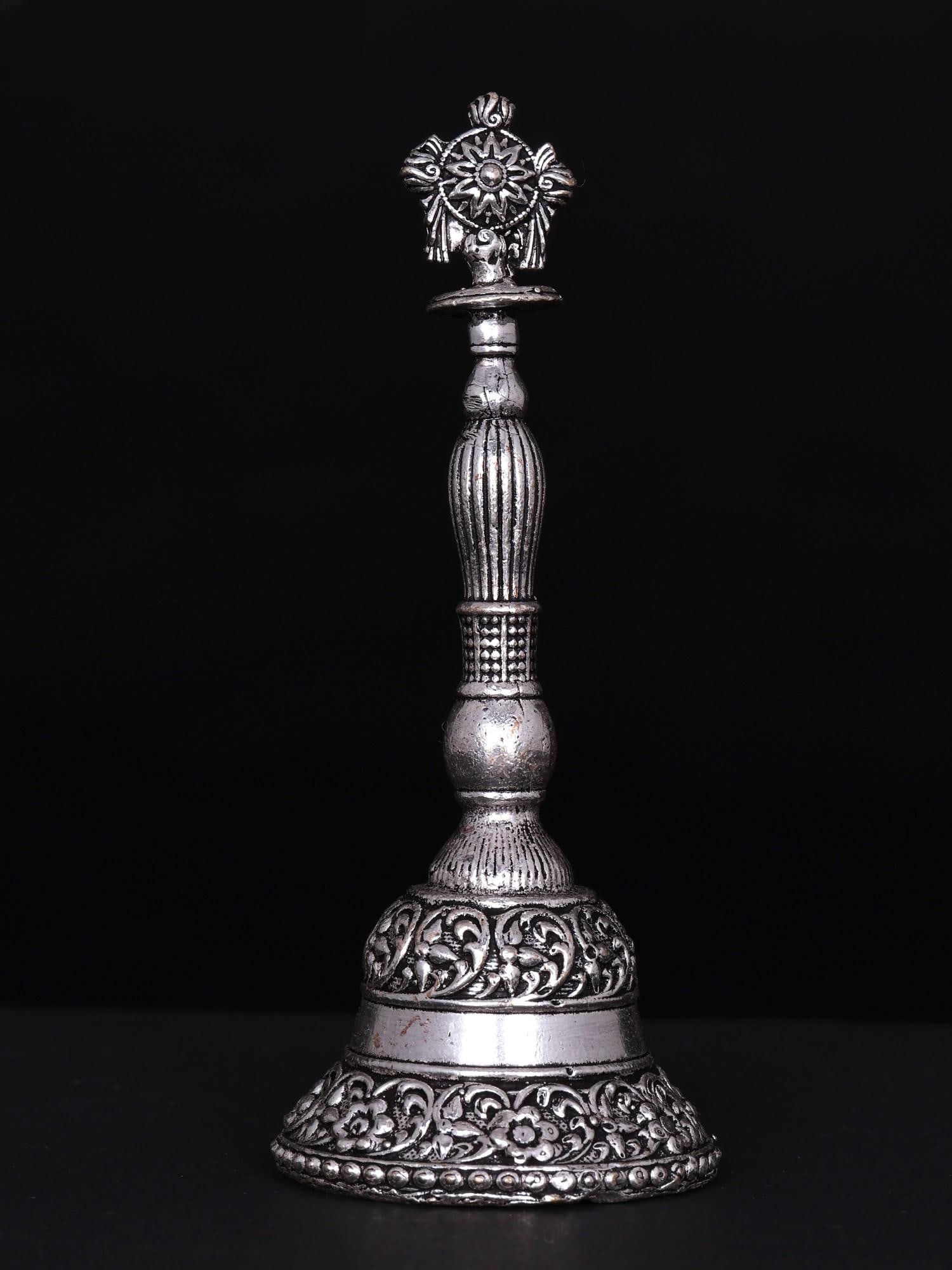Superfine Vaishnava Chakra Bell in Brass with Silver Plating | Multiple Sizes (1 of 2)