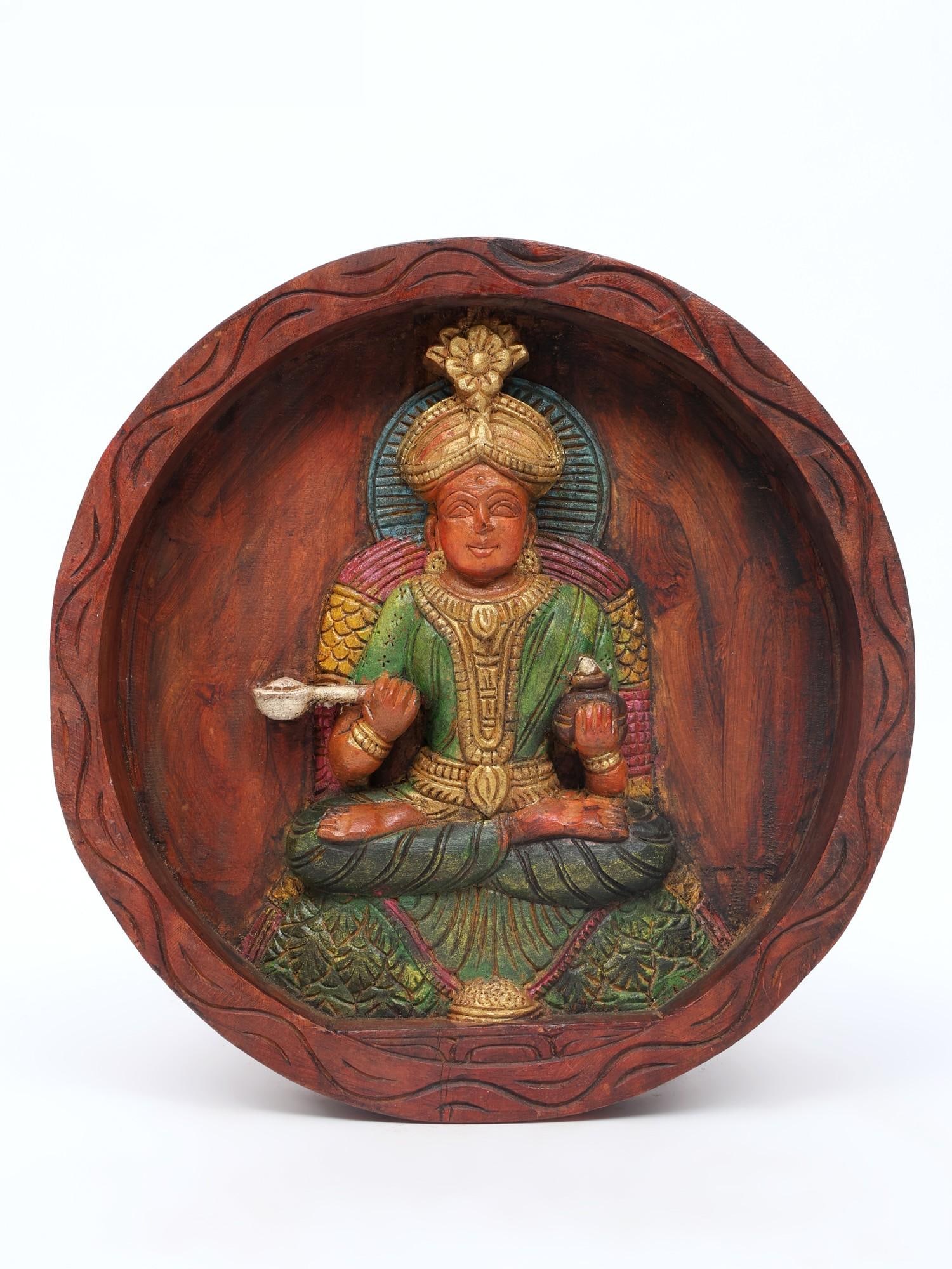 12" Goddess Annapurna | Round Shaped Relief Wall Hanging Panel (1 of 2)