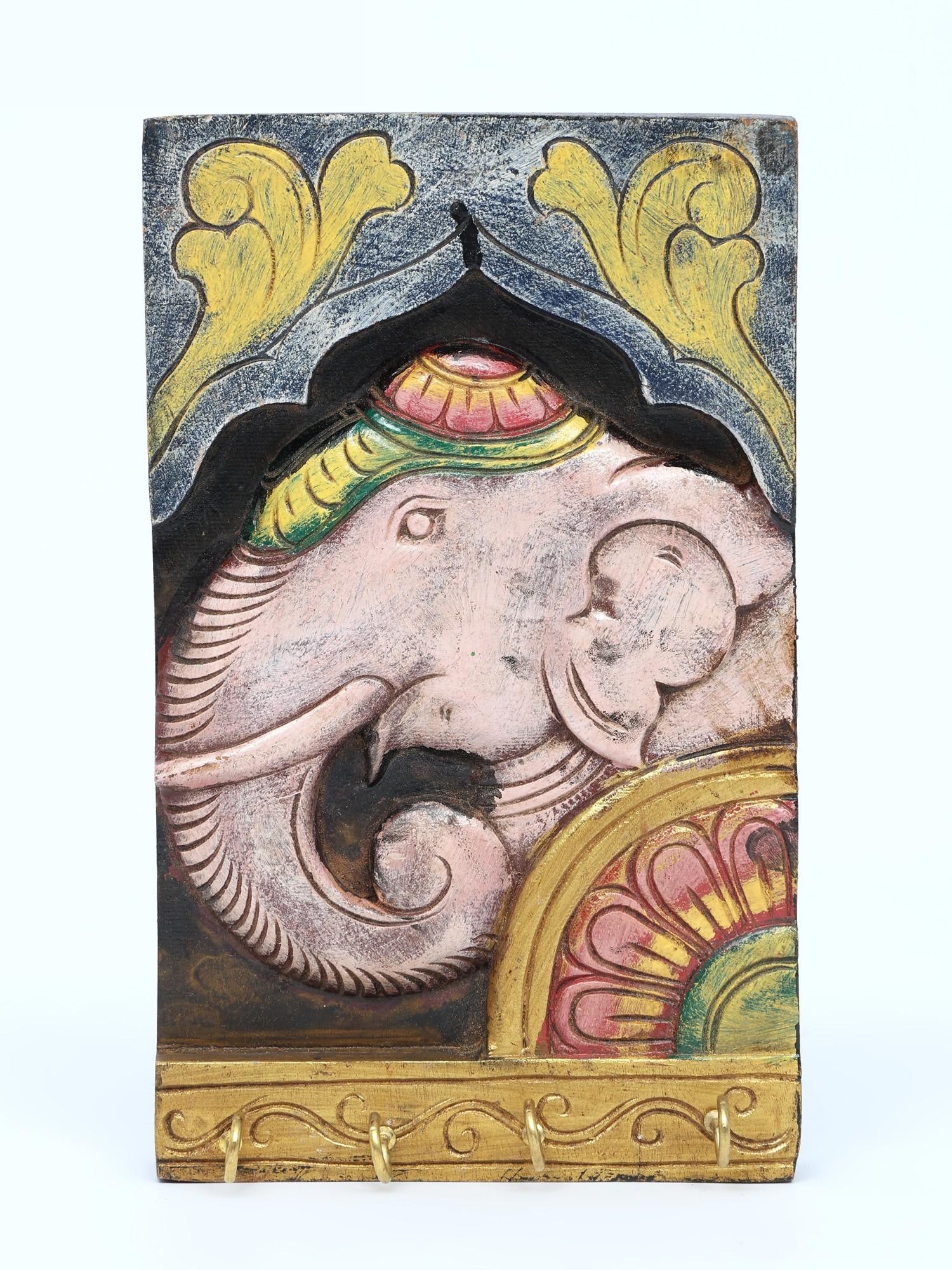 10" Wall Hanging Elephant Wall Panel with Hooks (1 of 2)