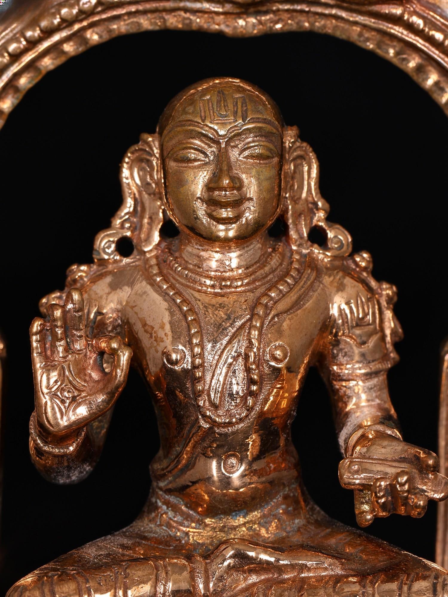 5" Small Hindu Philosopher Ramanujacharya | Bronze Statue - 2