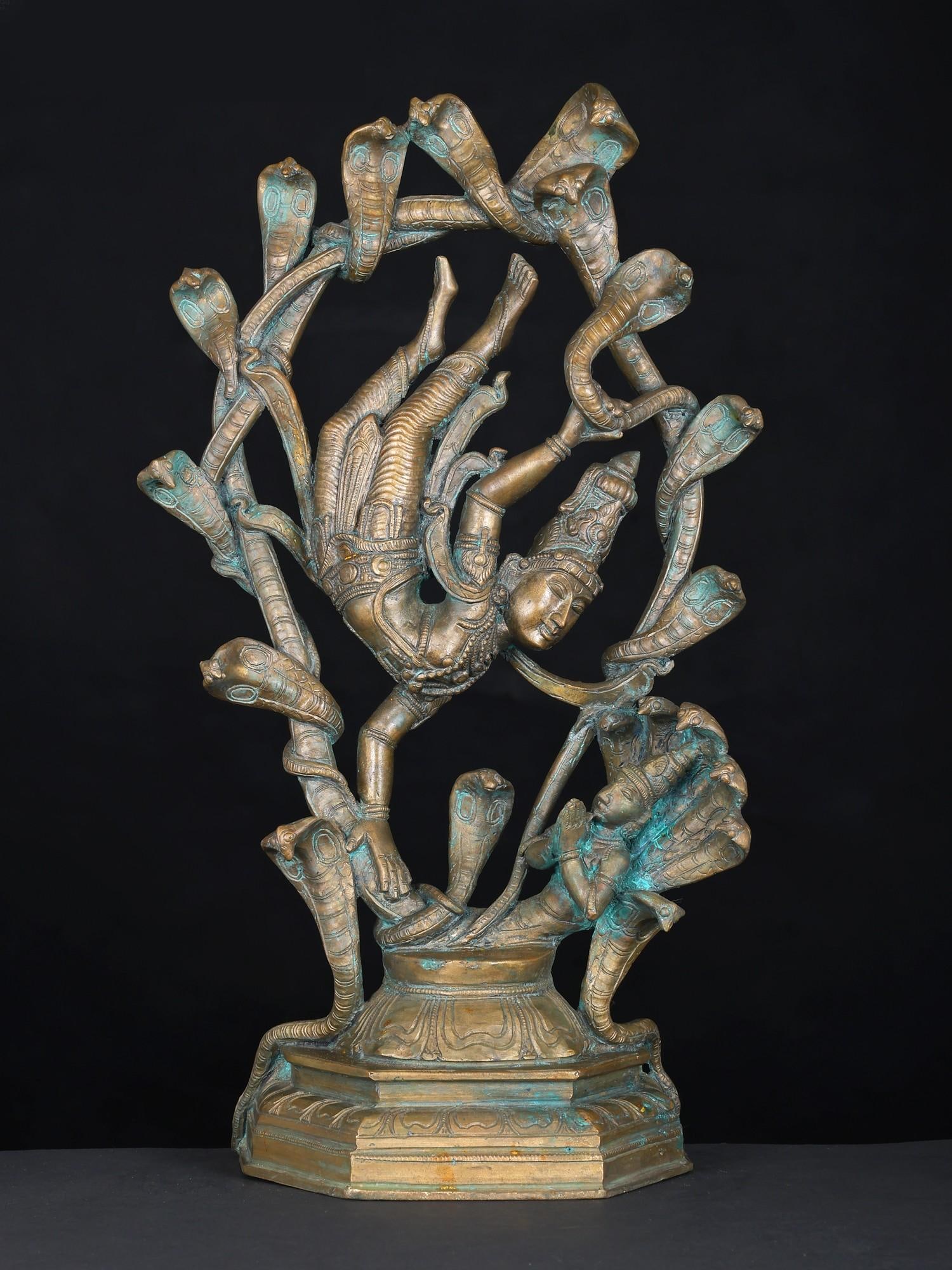 16" Lord Krishna Dancing on Serpent Kaliya | Bronze Statue: Title: 16" Lord Krishna Dancing on Serpent Kaliya | Bronze Statue Additional Information: itemcode: DDN878 Reserve: $1,340.00 Shipping: Domestic: Shipping rates are determined by destination Internati