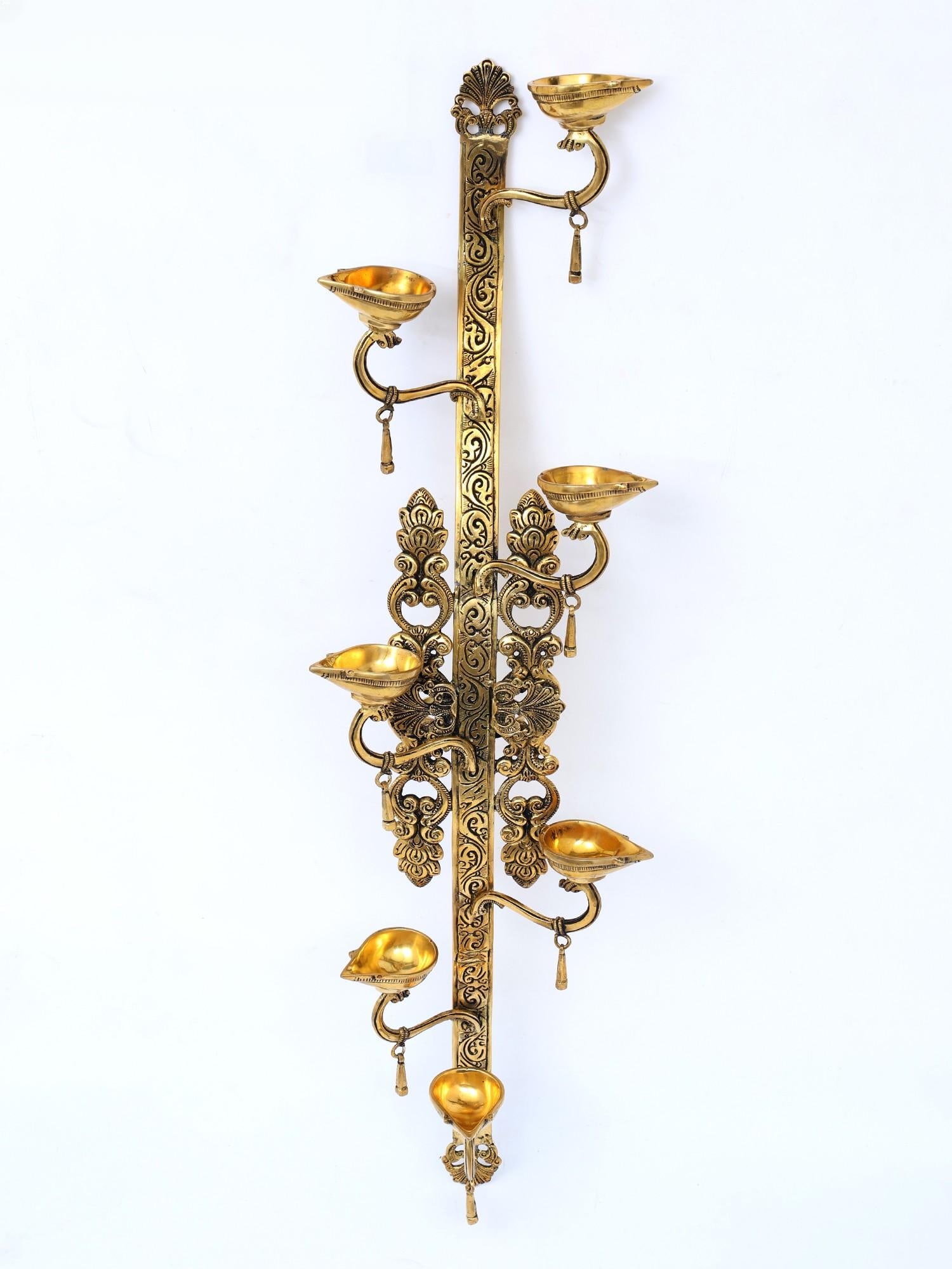 30" Designer Wall Hanging Diyas (Lamps) in Brass: Title: 30" Designer Wall Hanging Diyas (Lamps) in Brass Additional Information: itemcode: DDO300 Reserve: $337.00 Shipping: Domestic: Shipping rates are determined by destination International: Foreig