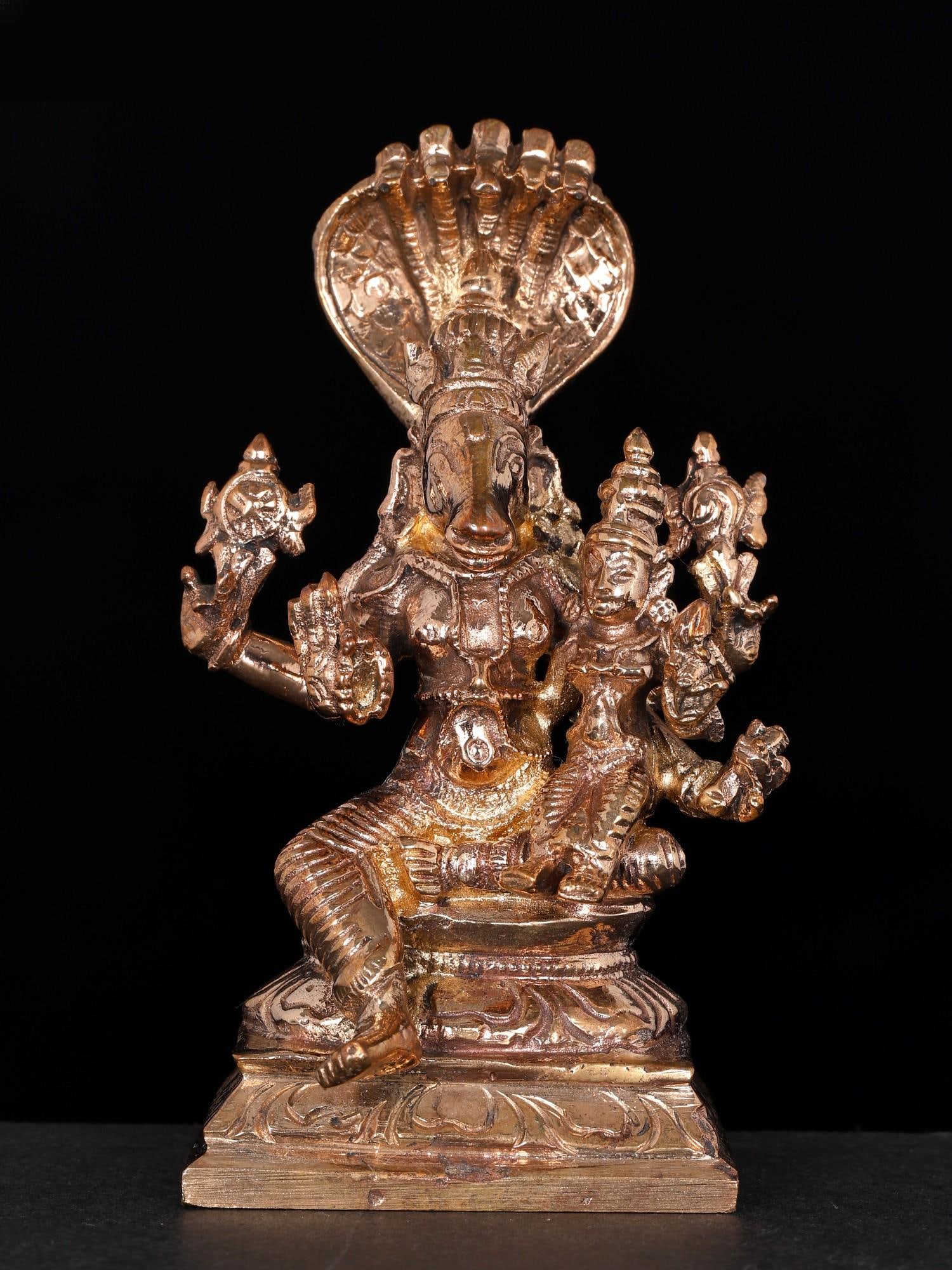 3" Small Lord Hayagriva with Goddess Lakshmi | Bronze Statue (1 of 2)