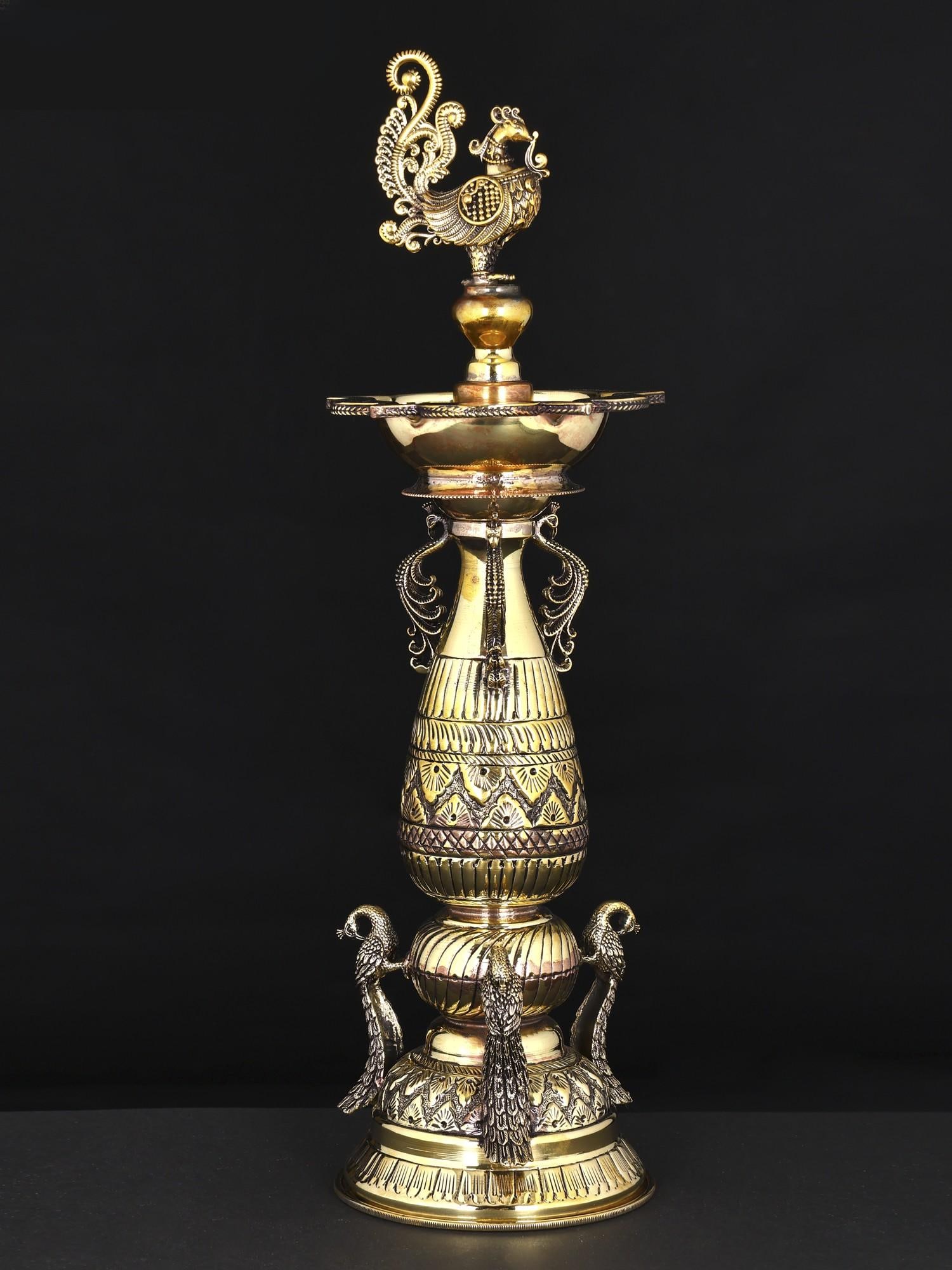 16" Superfine Designer Peacock Lamp in Brass (1 of 2)