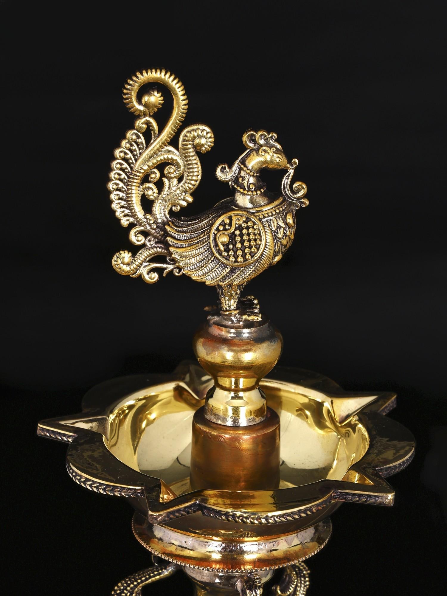 16" Superfine Designer Peacock Lamp in Brass - 2