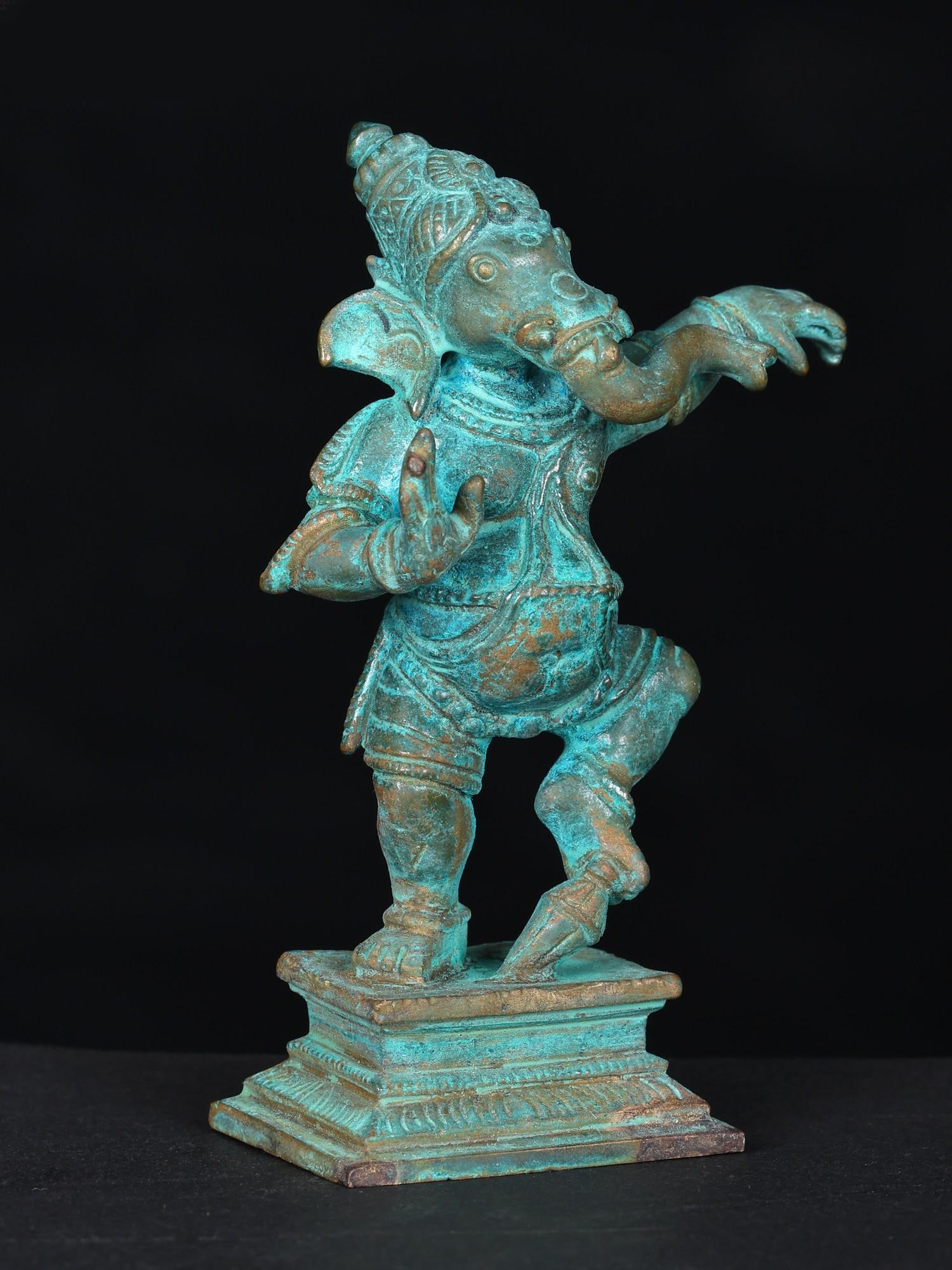 3" Small Dancing Lord Ganesha Bronze Statue - 2