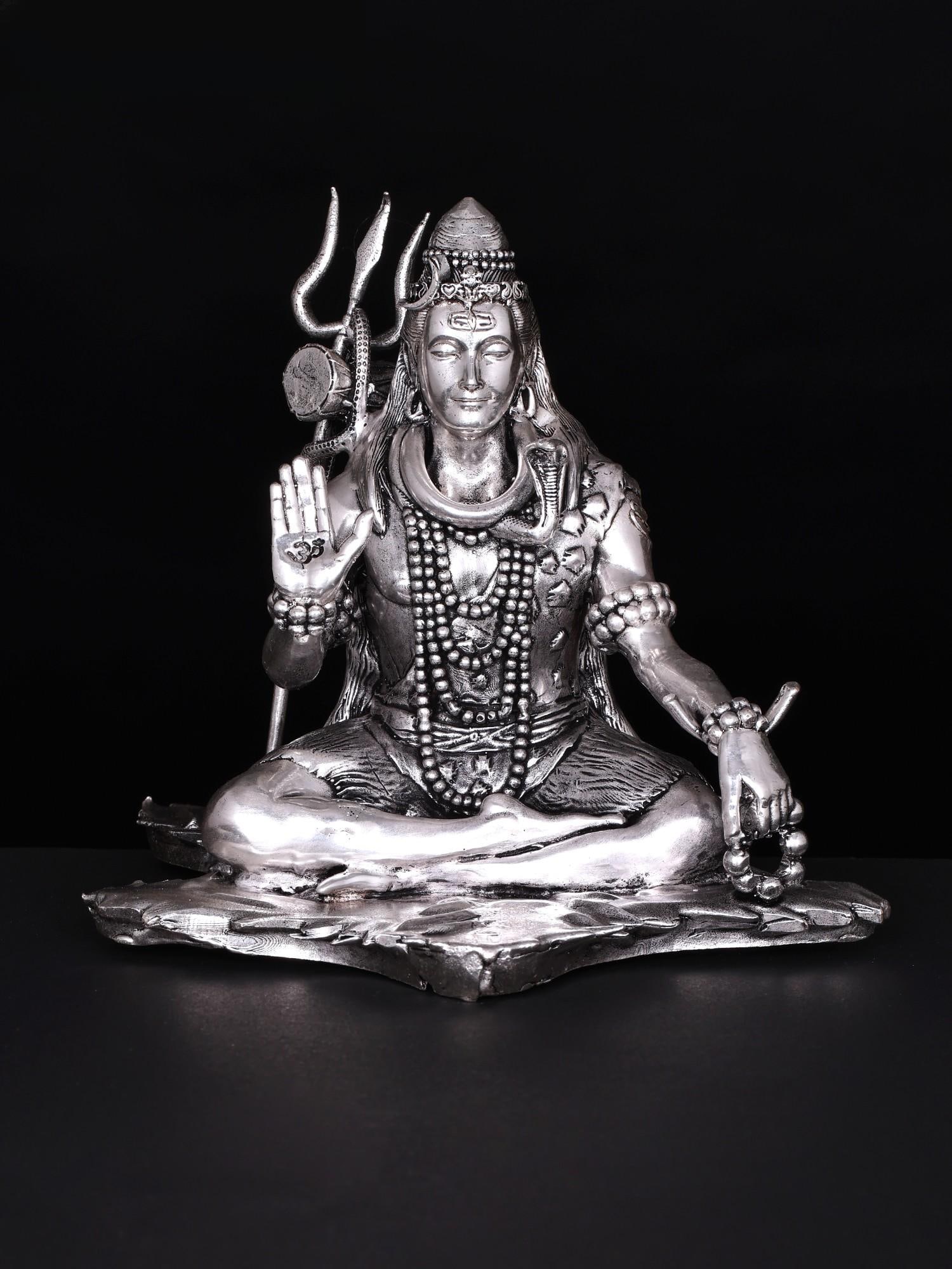 Small Superfine Blessing Lord Shiva | Silver Plated Brass Statue | Multiple Sizes (1 of 2)
