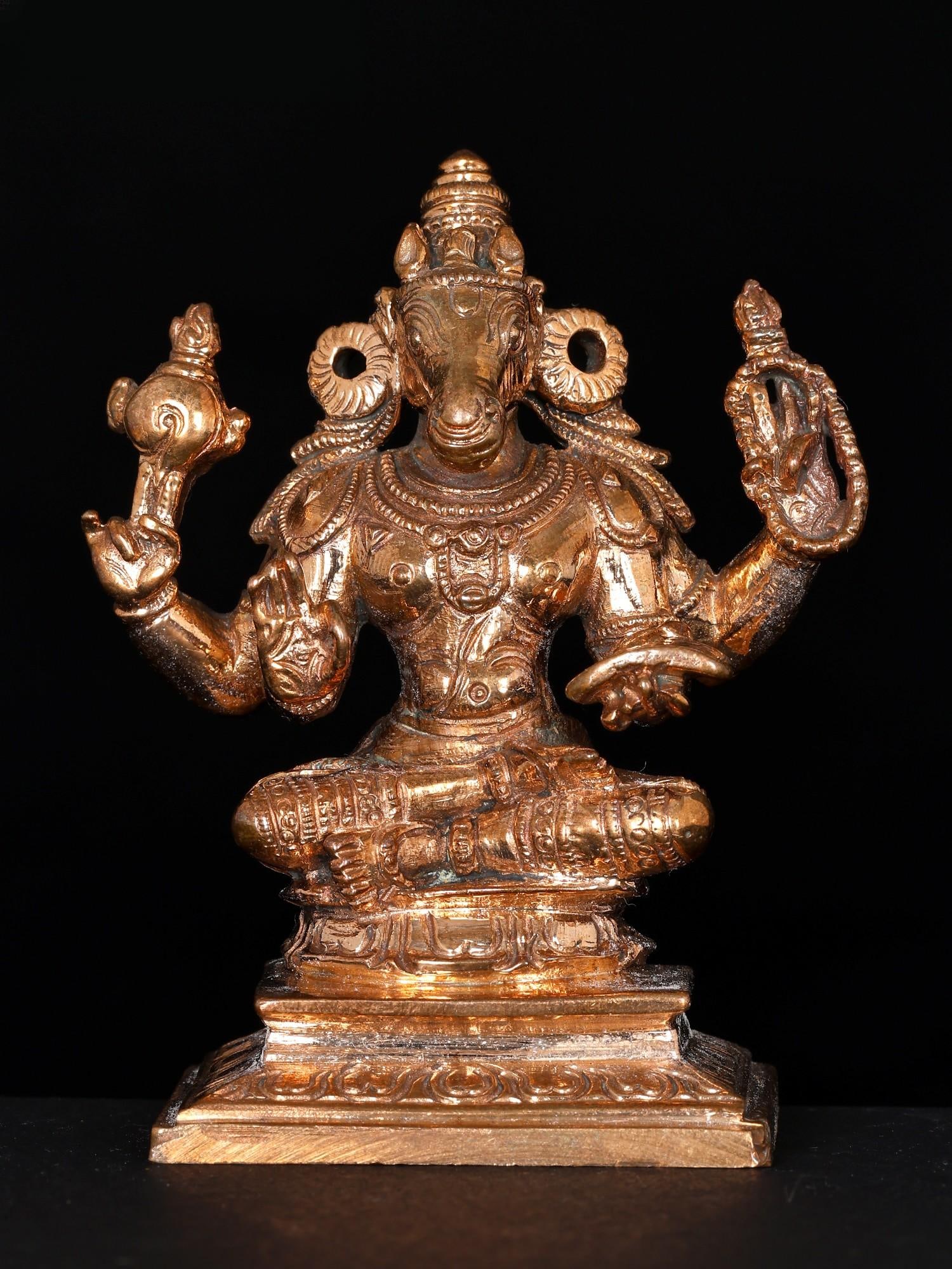 3" Small Sitting Lord Hayagriva | Bronze Statue (1 of 2)