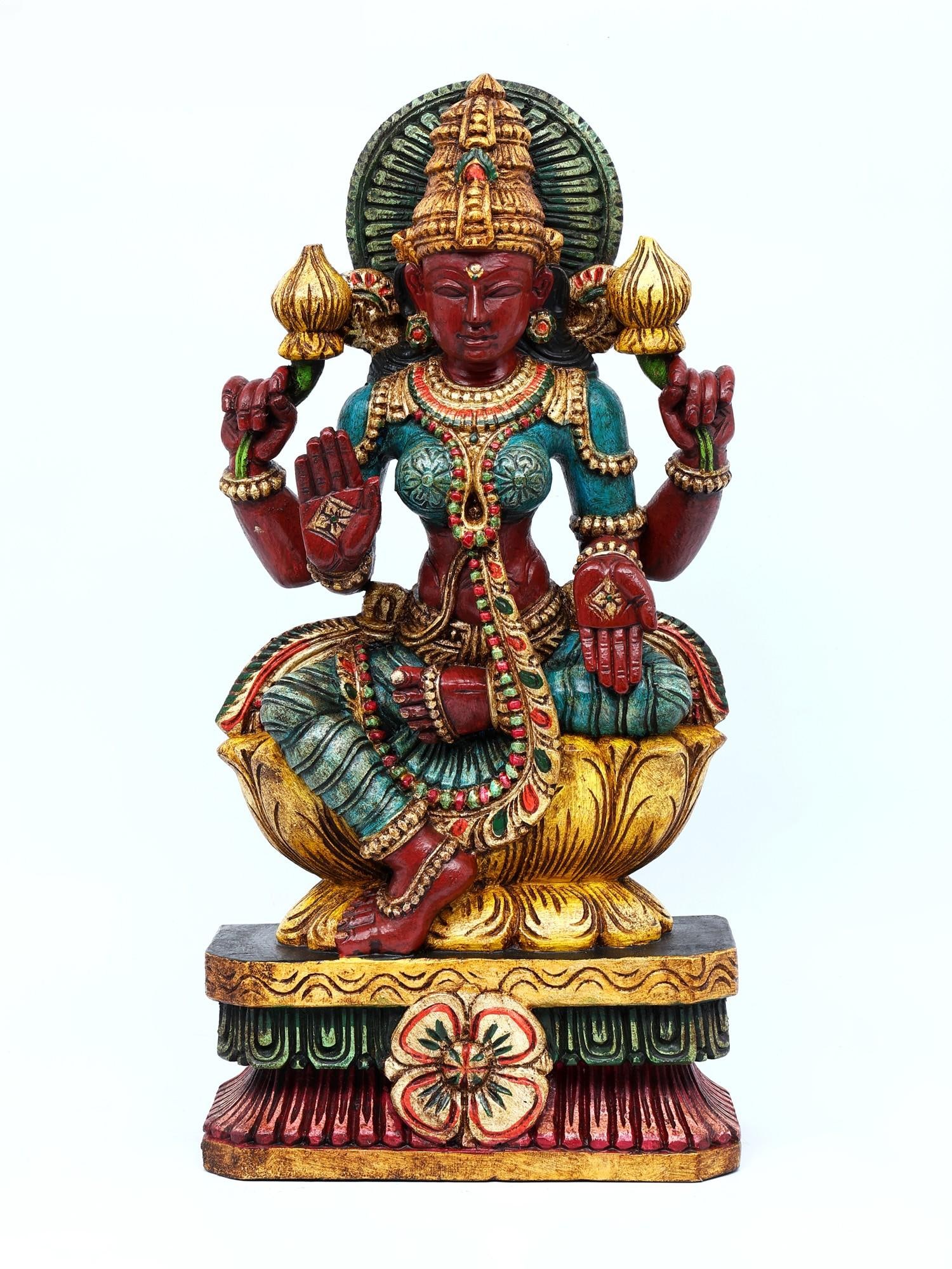 24" Four Armed Blessing Goddess Lakshmi | Wood Carving: Title: 24" Four Armed Blessing Goddess Lakshmi | Wood Carving Additional Information: itemcode: DDO221 Reserve: $471.00 Shipping: Domestic: Shipping rates are determined by destination International: 