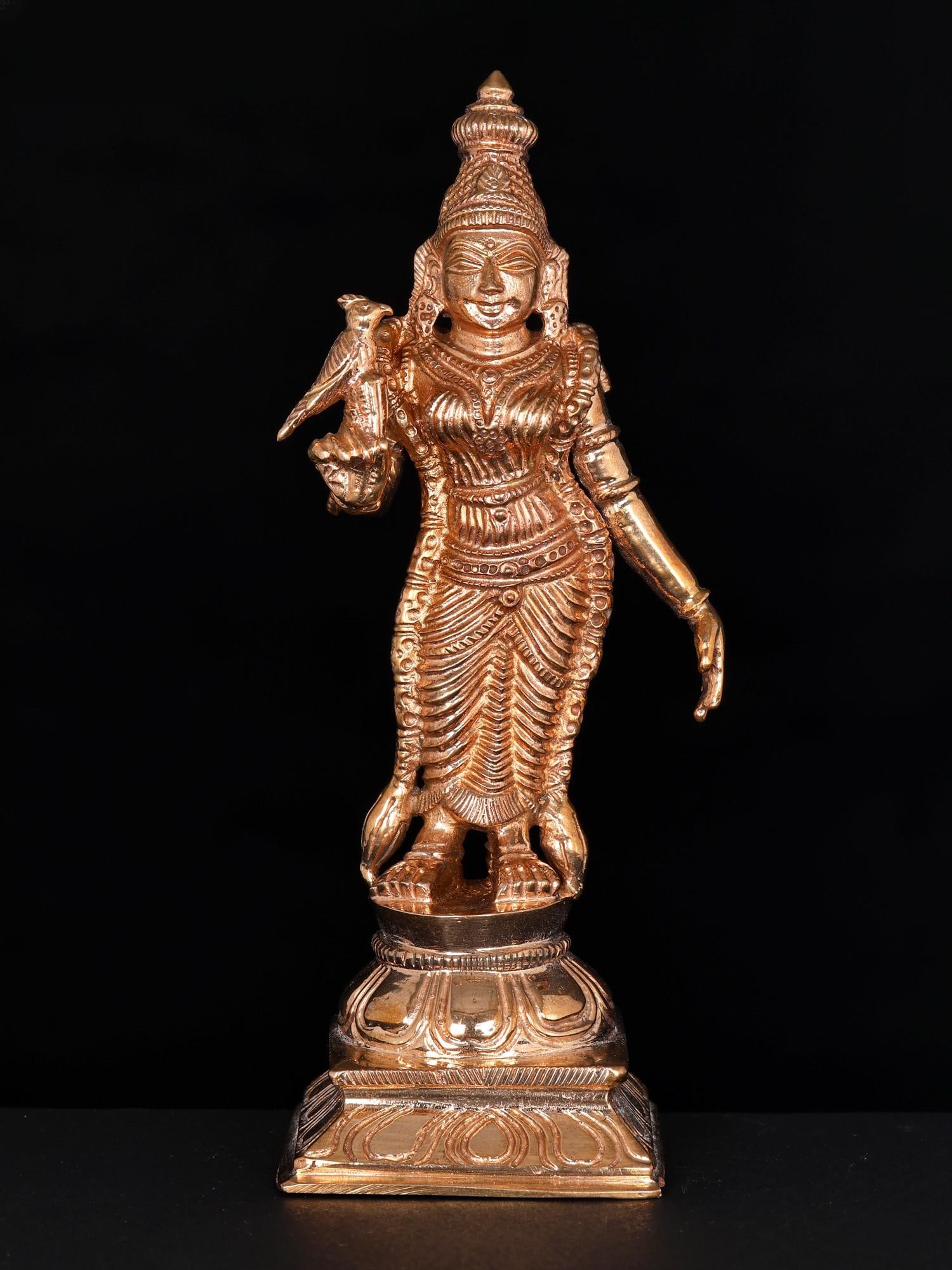 6" Small Standing Goddess Meenakshi | Bronze Statue (1 of 2)