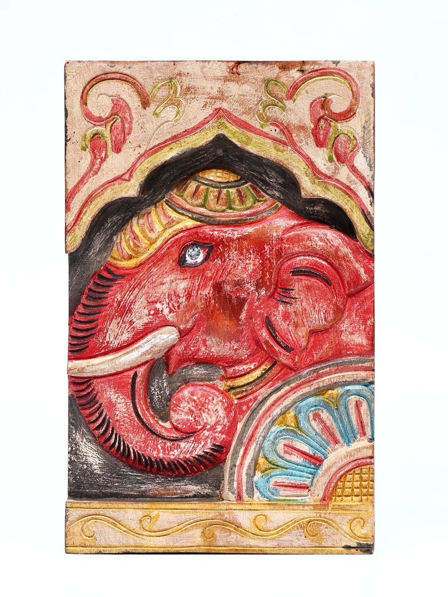 10" Elephant Wall Panel | Wood Carving (1 of 2)