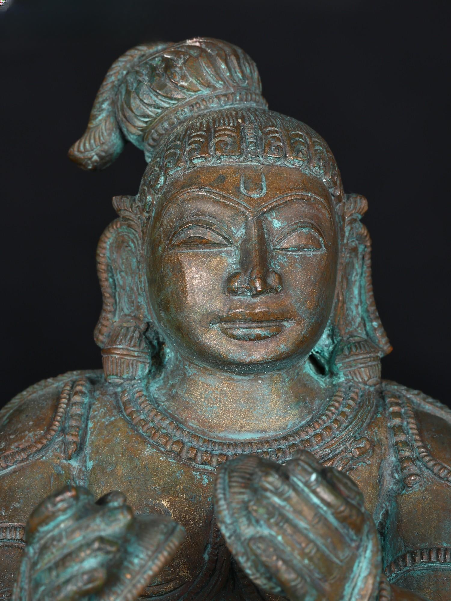 11" Bal Krishna Playing Manjira | Bronze Statue - 2