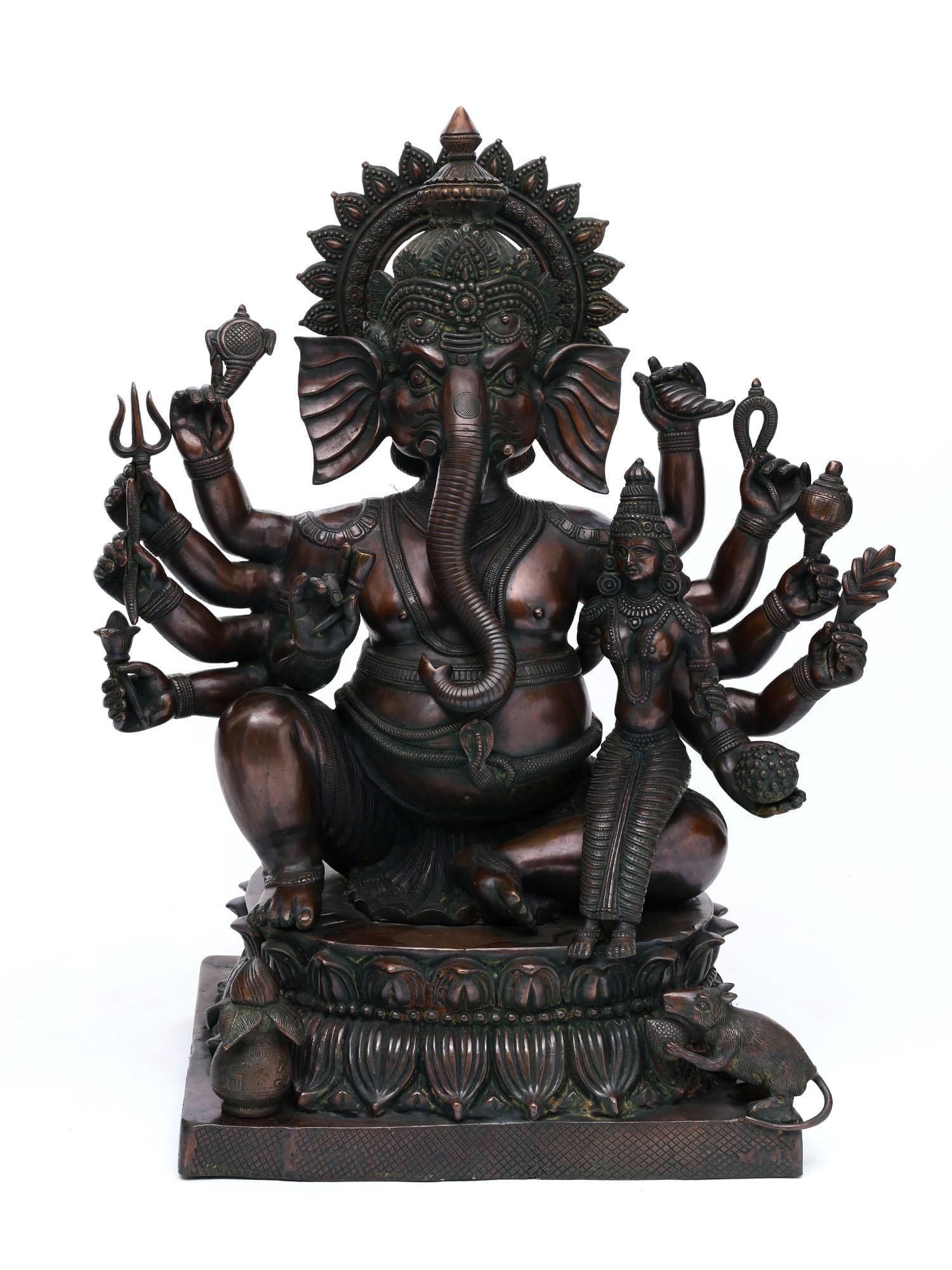 36" Large Size Ten Armed Mahaganapati | Brass Statue: Title: 36" Large Size Ten Armed Mahaganapati | Brass Statue Additional Information: itemcode: DDO210 Reserve: $4,554.00 Shipping: Domestic: Shipping rates are determined by destination International: 