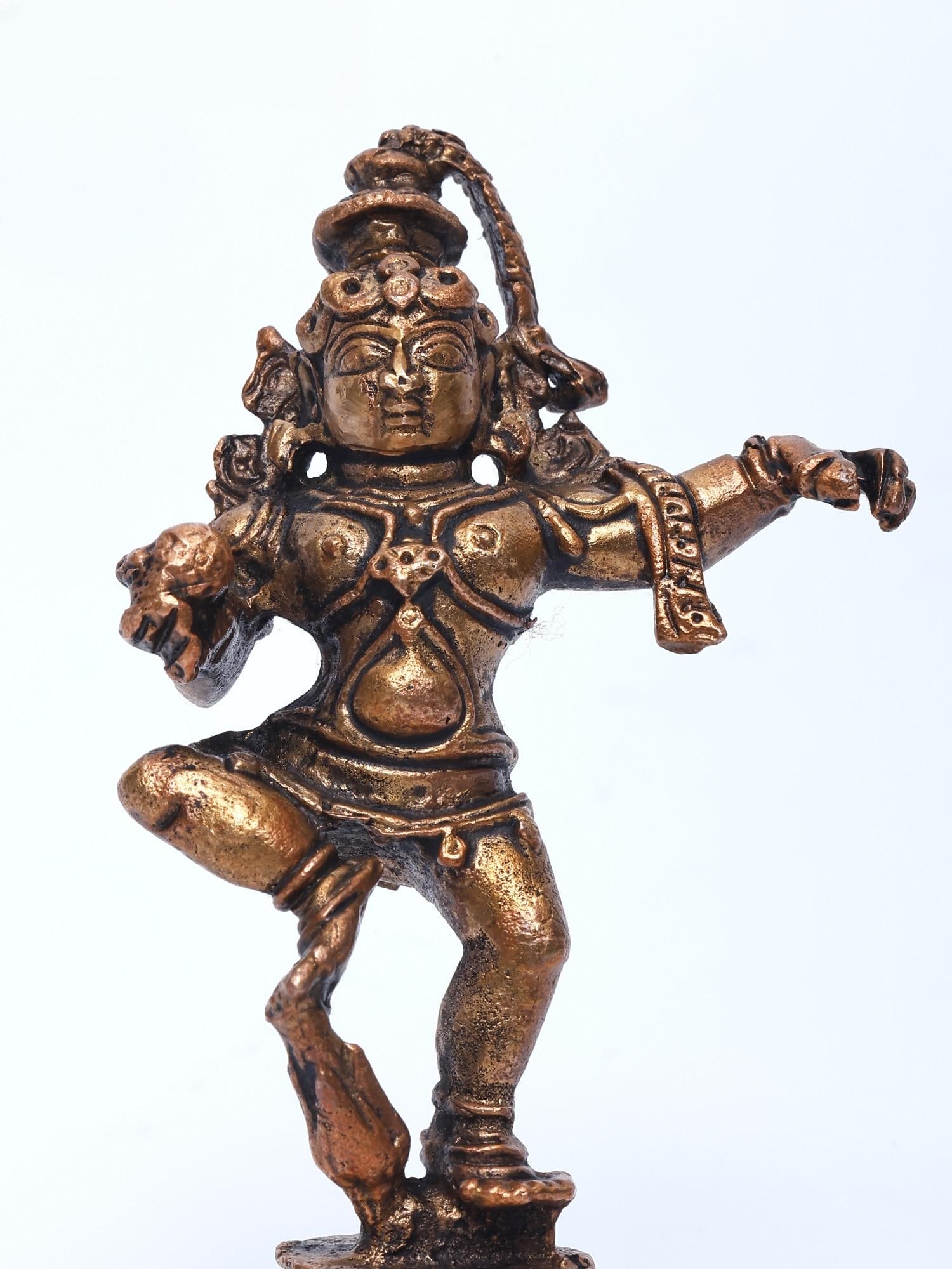 3" Small Dancing Lord Krishna | Copper Statue - 2
