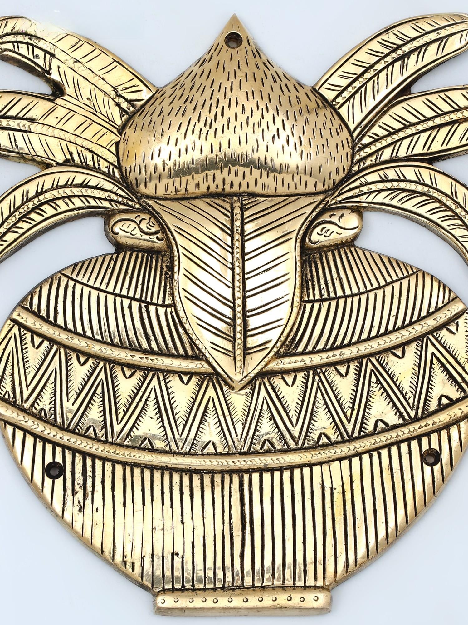 10" Brass Wall Hanging Ritual Kalash - 2