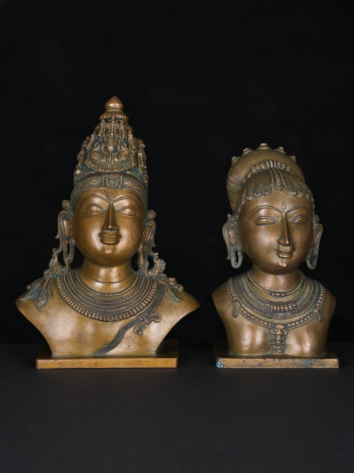 13" Siya -Rama Bust | Set of Two Bronze Statues (1 of 2)