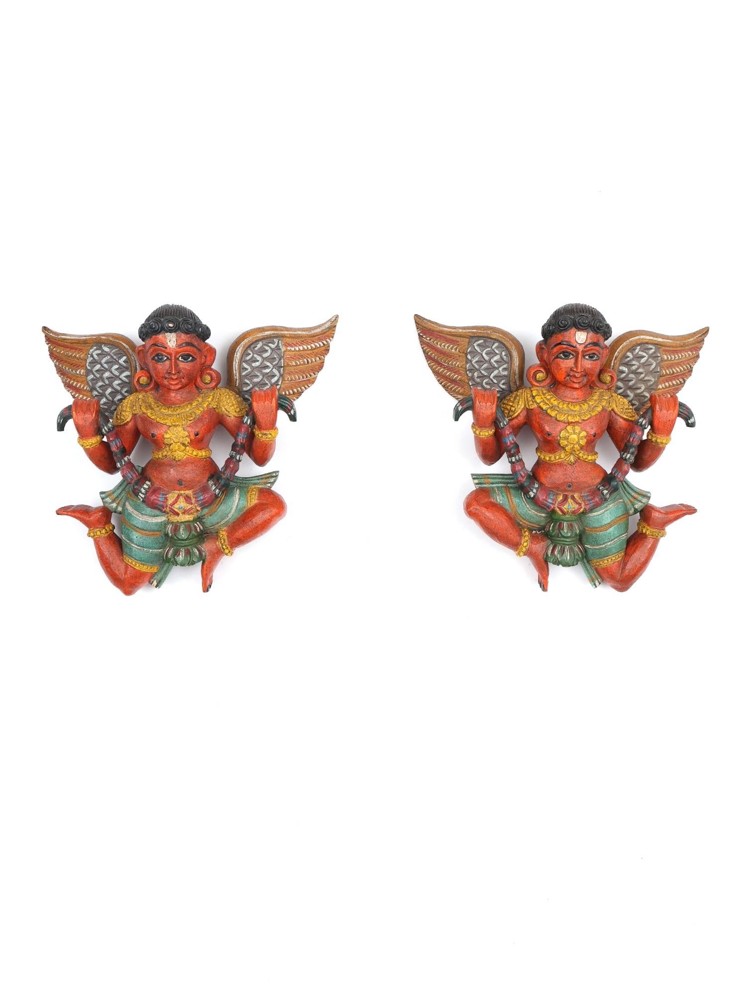 12" Pair of Wall Hanging Gandharvas | Wood Carving: Title: 12" Pair of Wall Hanging Gandharvas | Wood Carving Additional Information: itemcode: DDO659 Reserve: $616.00 Shipping: Domestic: Shipping rates are determined by destination International: