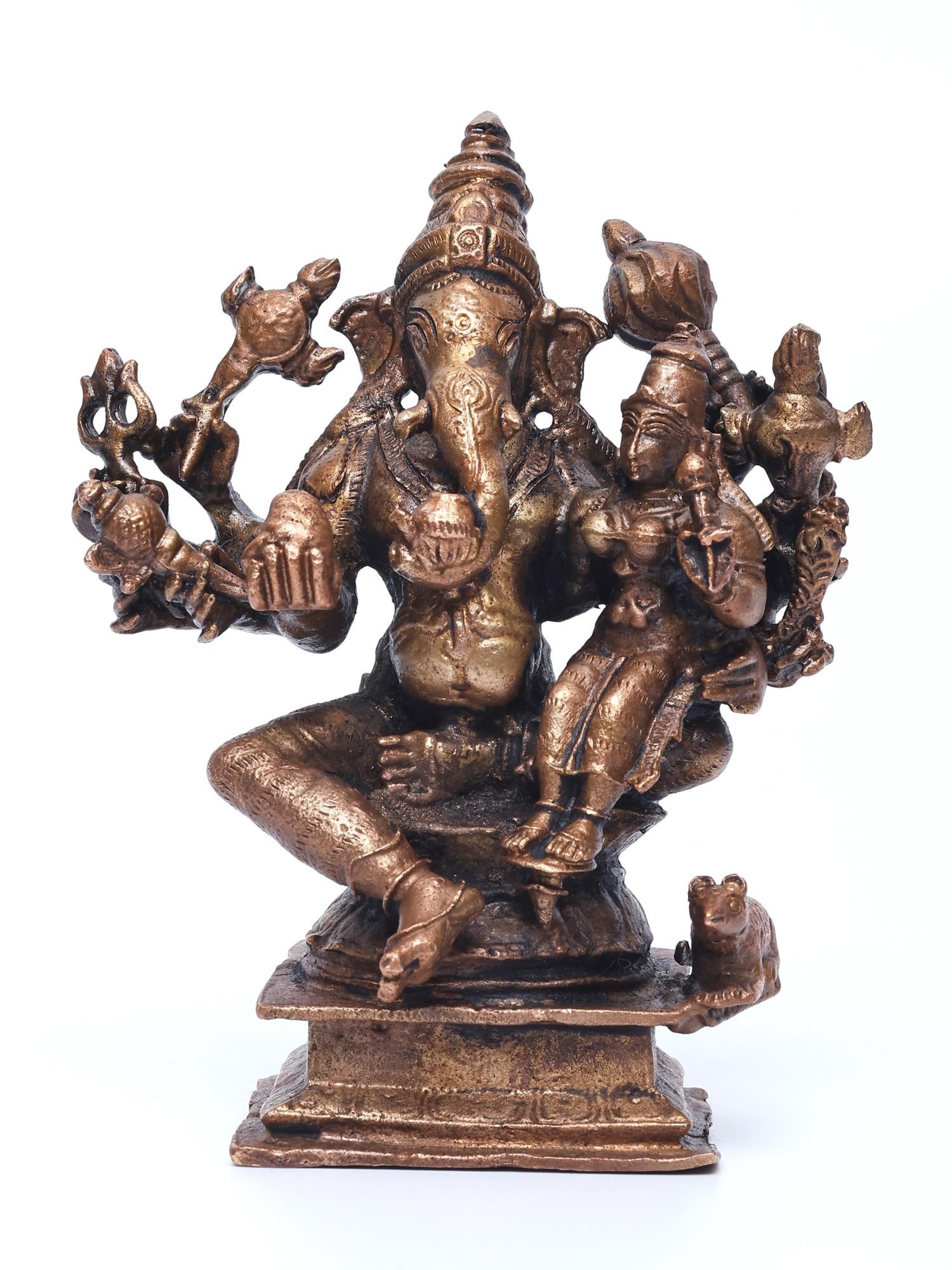 4" Small Vallabha Ganapati | Copper Statue (1 of 2)