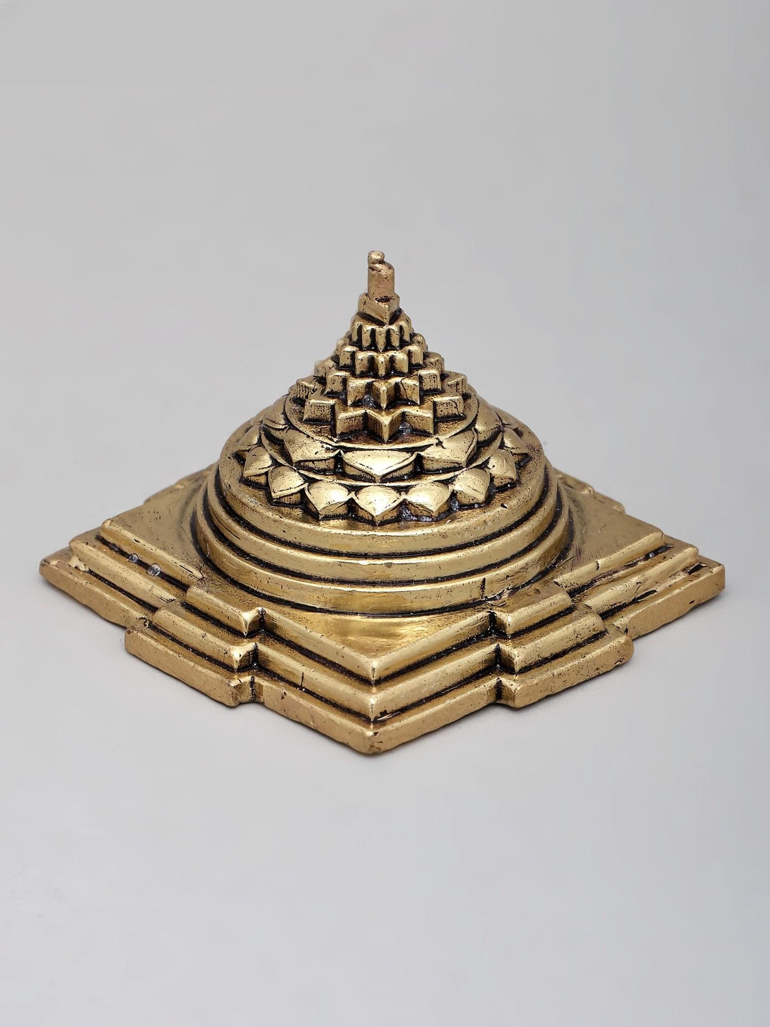 3" Superfine Shri Yantra | Brass Statue - 2
