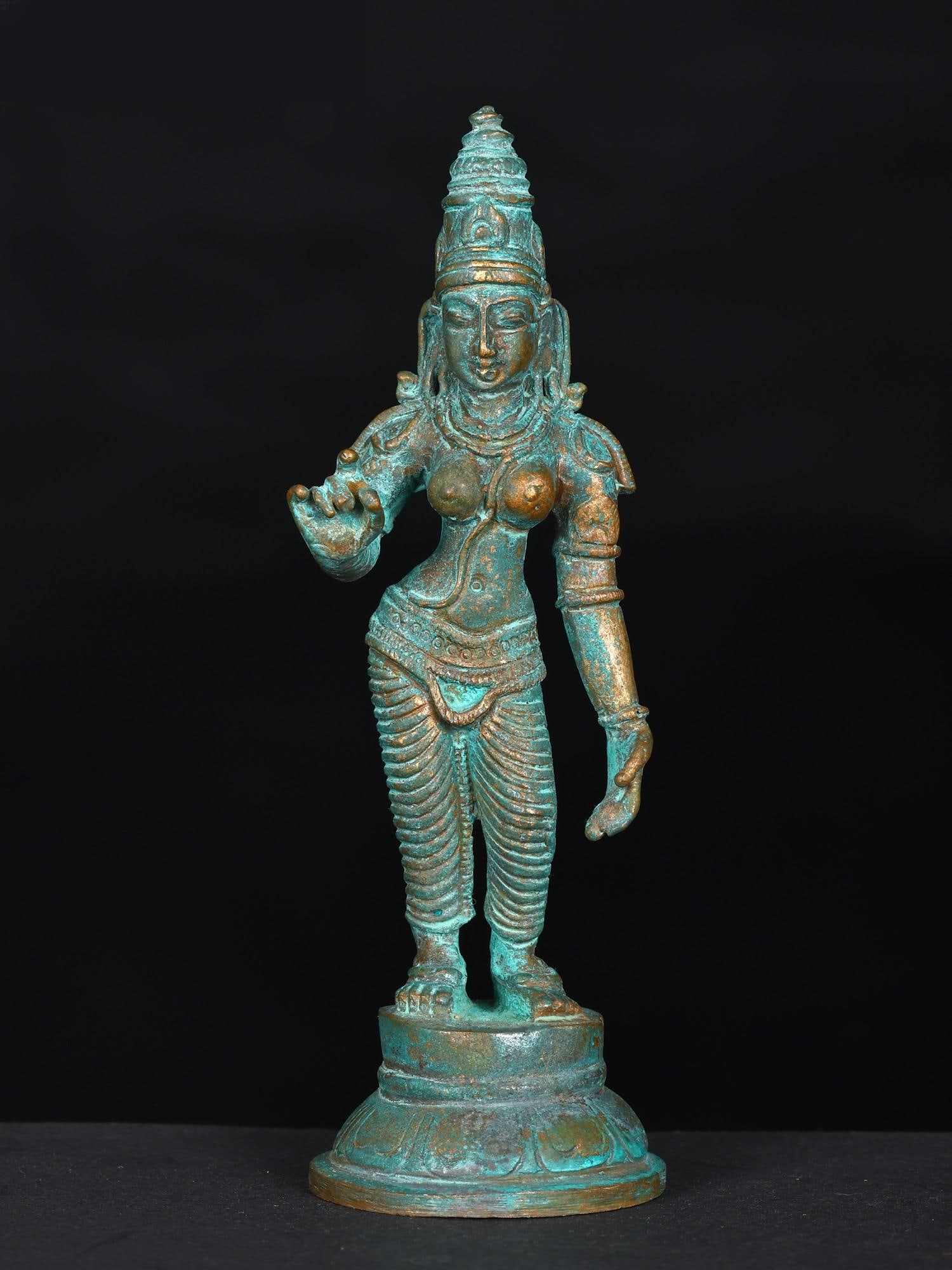 4" Small Standing Goddess Sivagami (Devi Parvati) | Bronze Statue (1 of 2)