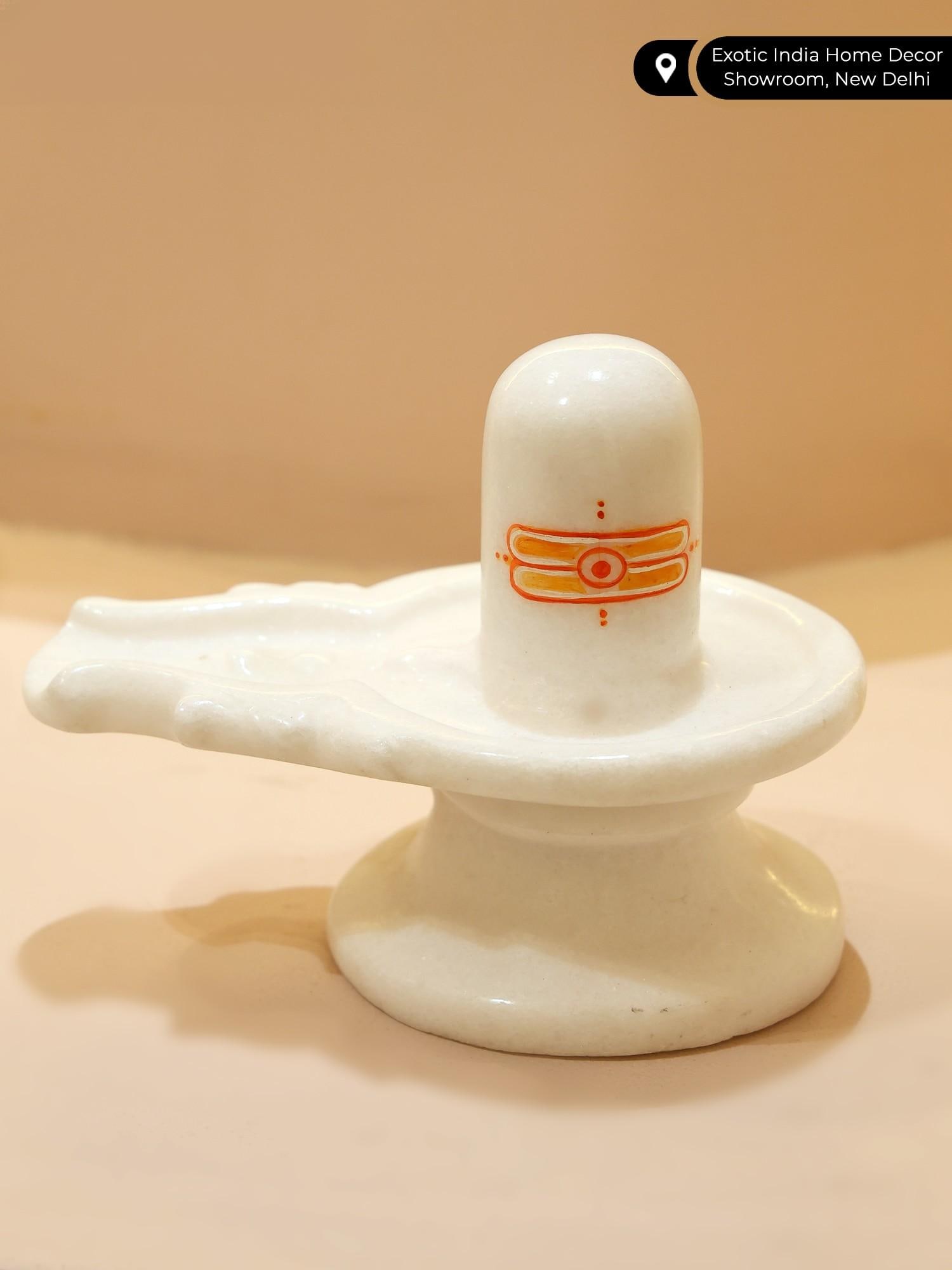 6" Small Shivalinga in White Marble - 2