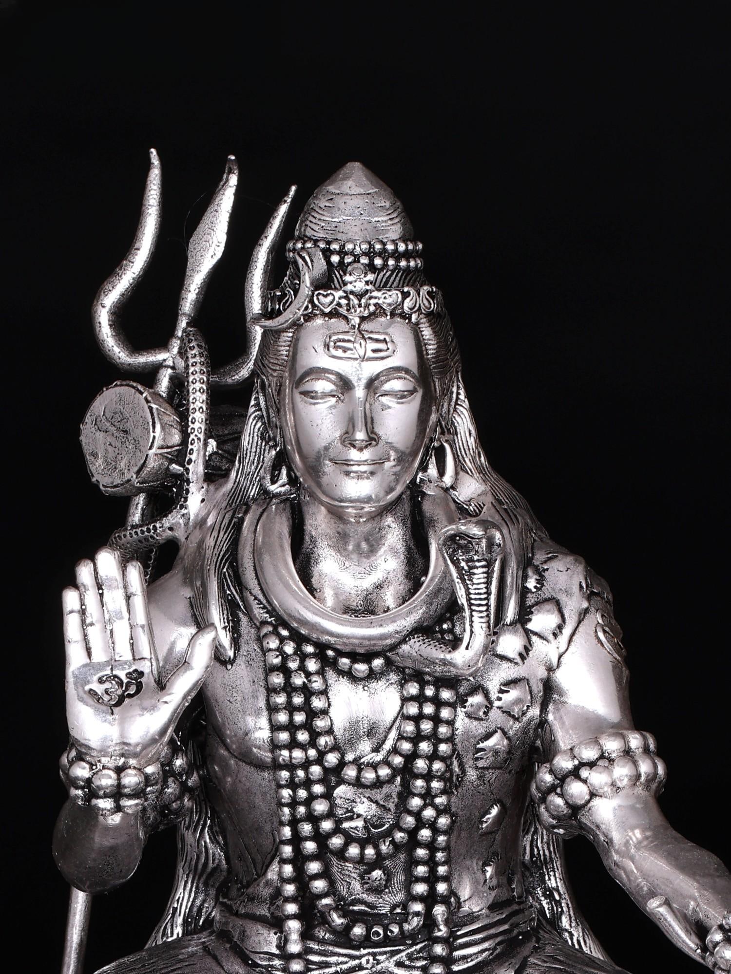 Small Superfine Blessing Lord Shiva | Silver Plated Brass Statue | Multiple Sizes - 2