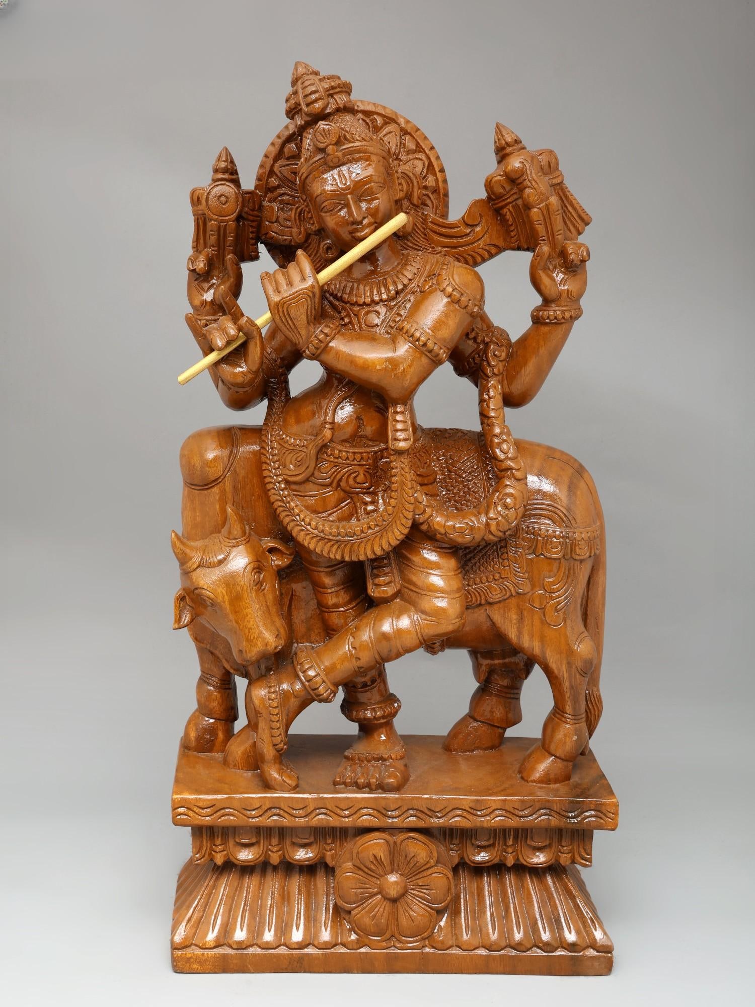 24" Venugopal Krishna | Wood Carving: Title: 24" Venugopal Krishna | Wood Carving Additional Information: itemcode: DDO661 Reserve: $409.00 Shipping: Domestic: Shipping rates are determined by destination International: Foreign shipping
