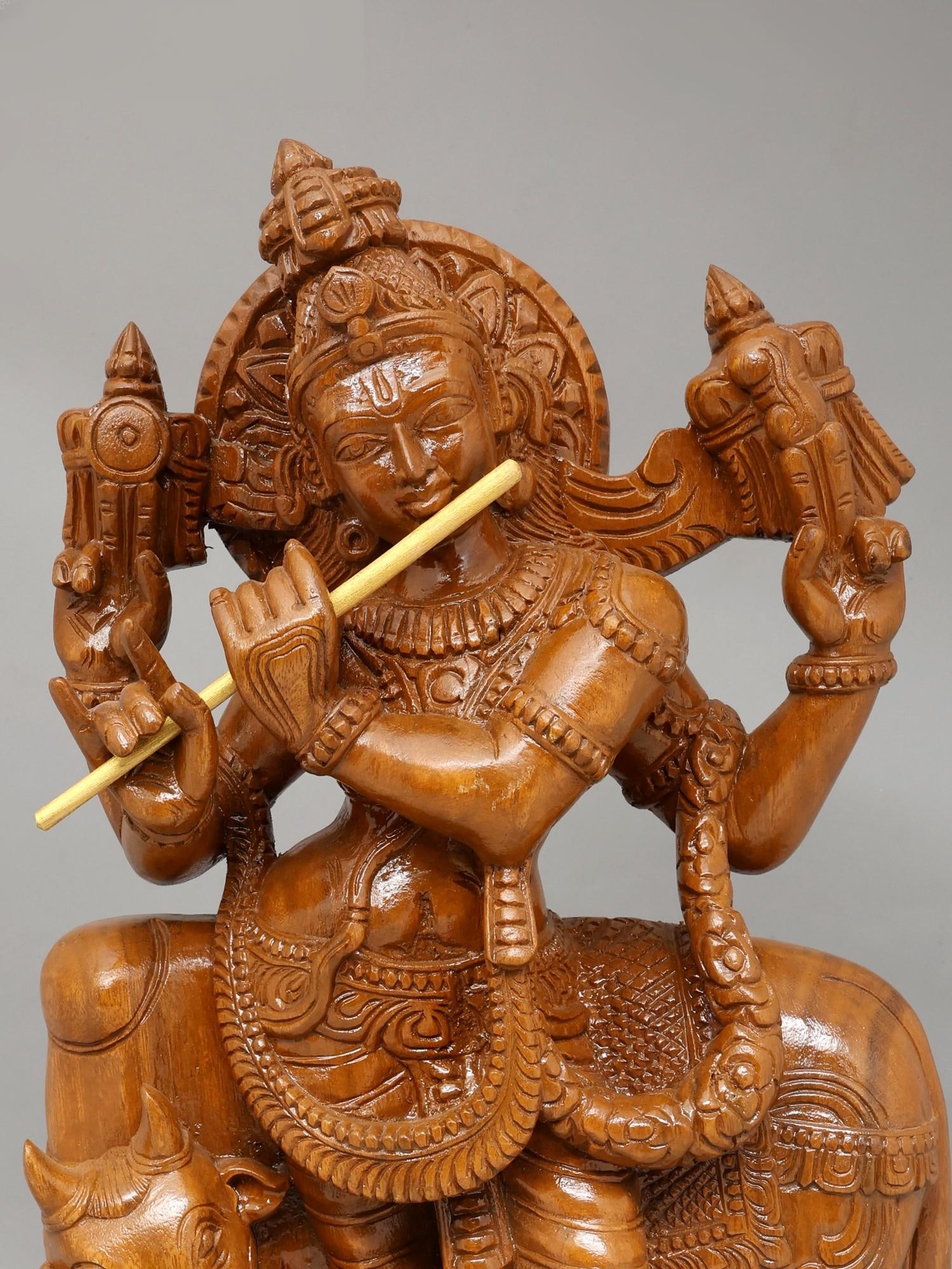 24" Venugopal Krishna | Wood Carving - 2