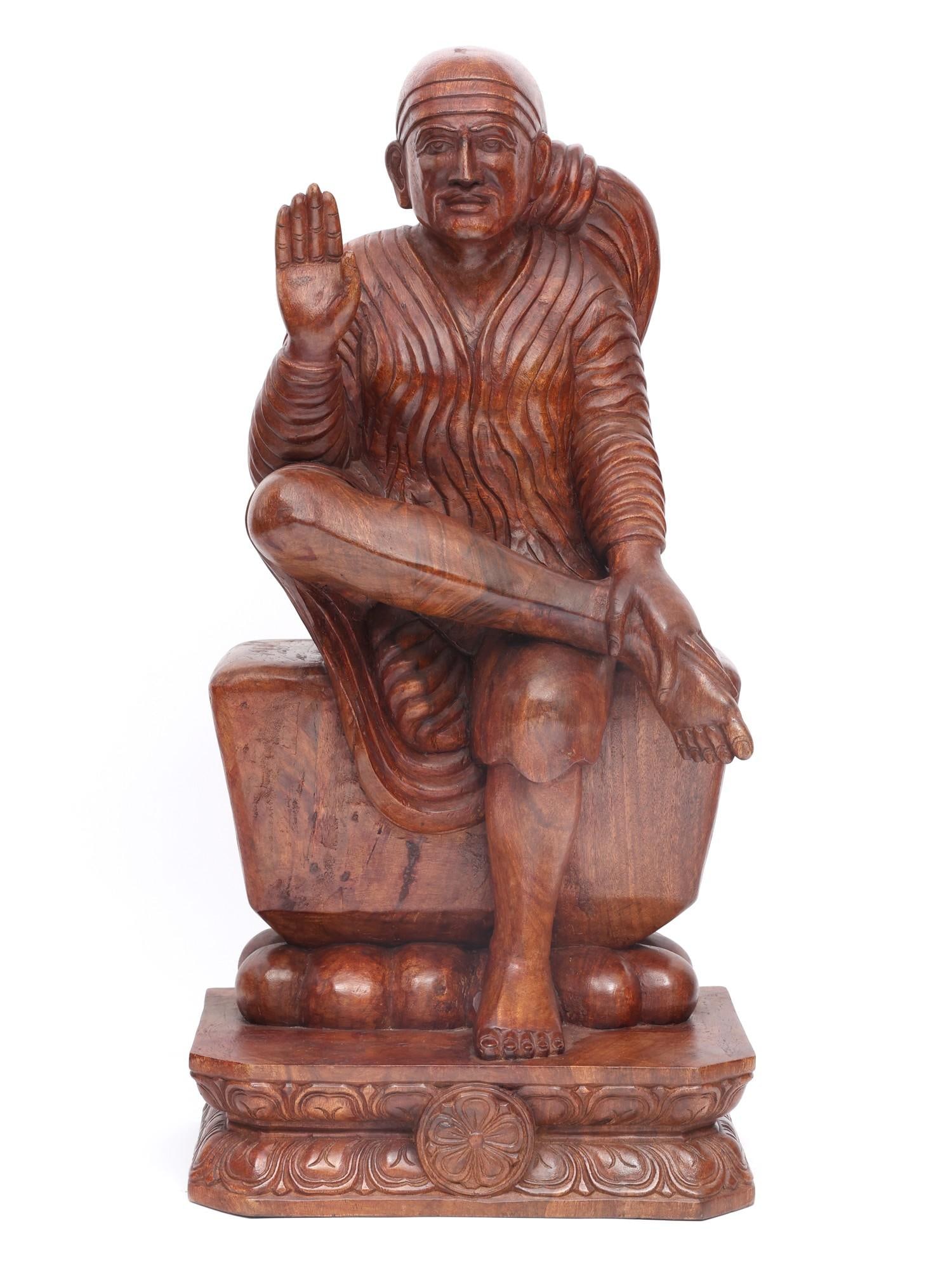 36" Blessing Sai Baba | Wood Carving: Title: 36" Blessing Sai Baba | Wood Carving Additional Information: itemcode: DDO683 Reserve: $1,444.00 Shipping: Domestic: Shipping rates are determined by destination International: Foreign shipping