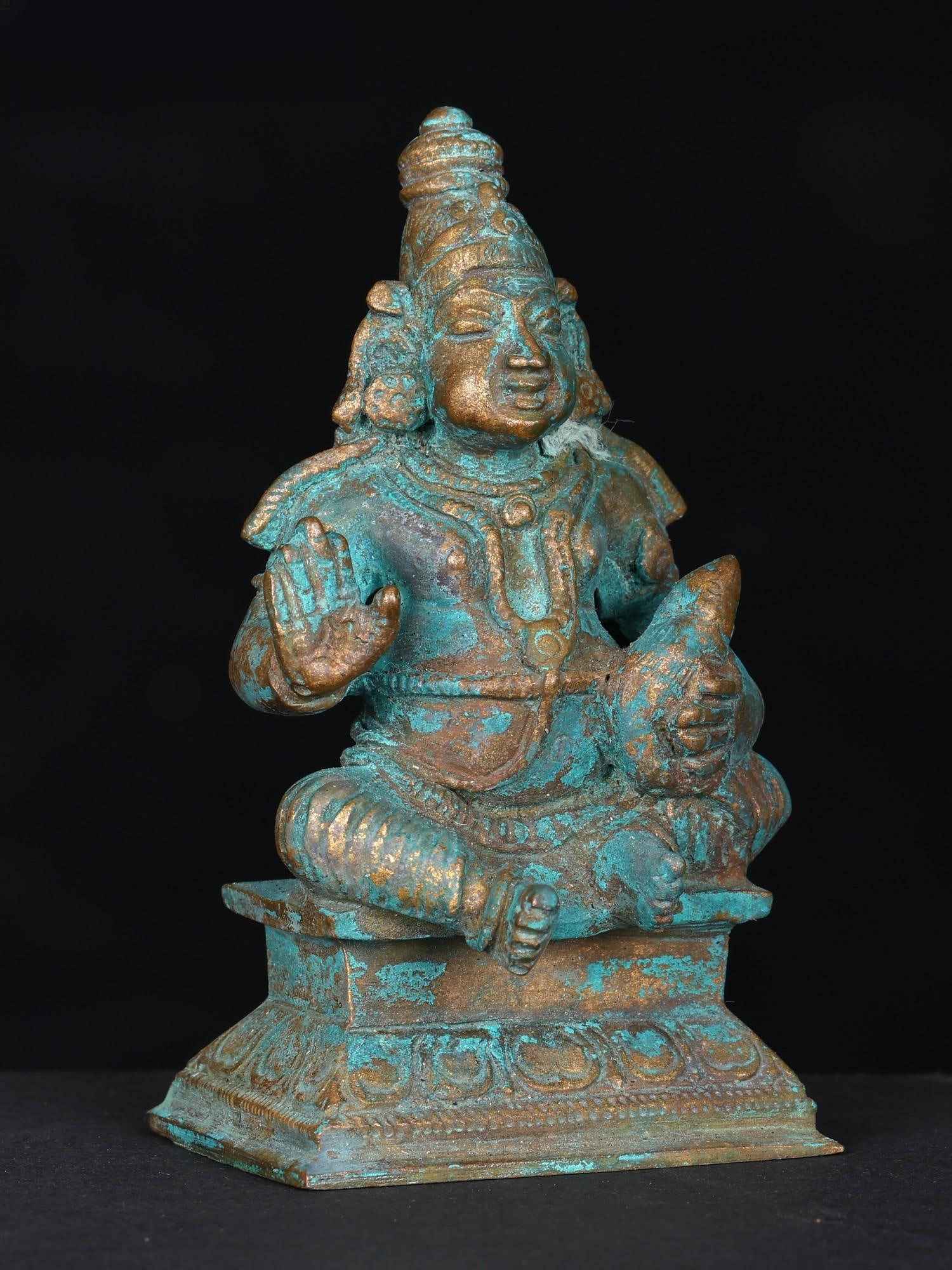 3" Small Lord Kubera Bronze Statue - 2