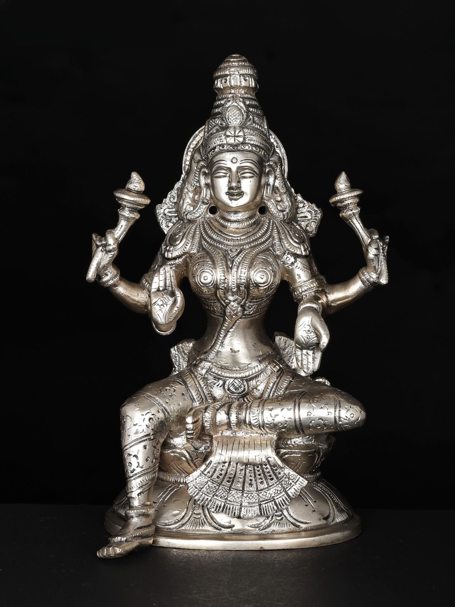 8" Four Armed Blessing Goddess Lakshmi | Silver Plated Brass Statue: Title: 8" Four Armed Blessing Goddess Lakshmi | Silver Plated Brass Statue Additional Information: itemcode: DDO148 Reserve: $130.00 Shipping: Domestic: Shipping rates are determined by destination
