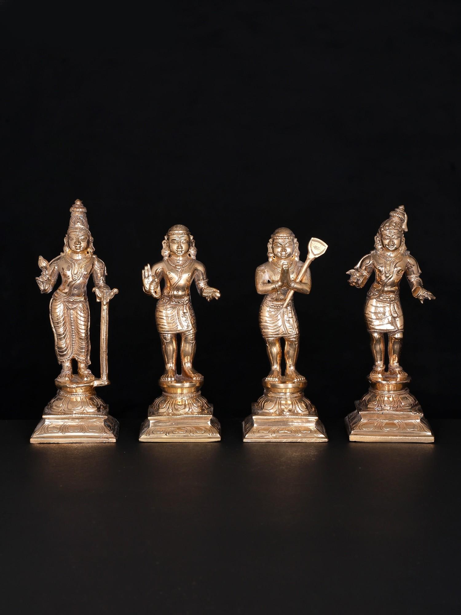 6" Small Nalvar Set (Appar, Sundarar, Sambandar and Manikkavasagar) | Bronze Statues: Title: 6" Small Nalvar Set (Appar, Sundarar, Sambandar and Manikkavasagar) | Bronze Statues Additional Information: itemcode: DDO057 Reserve: $595.00 Shipping: Domestic: Shipping rates are determined
