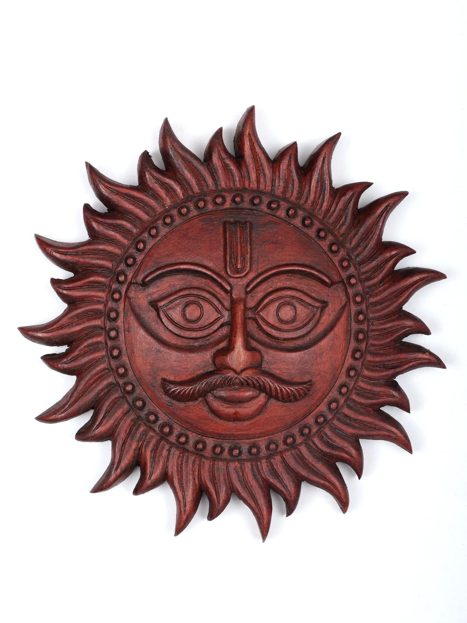 12" Surya Dev Wall Hanging in Wood (1 of 2)