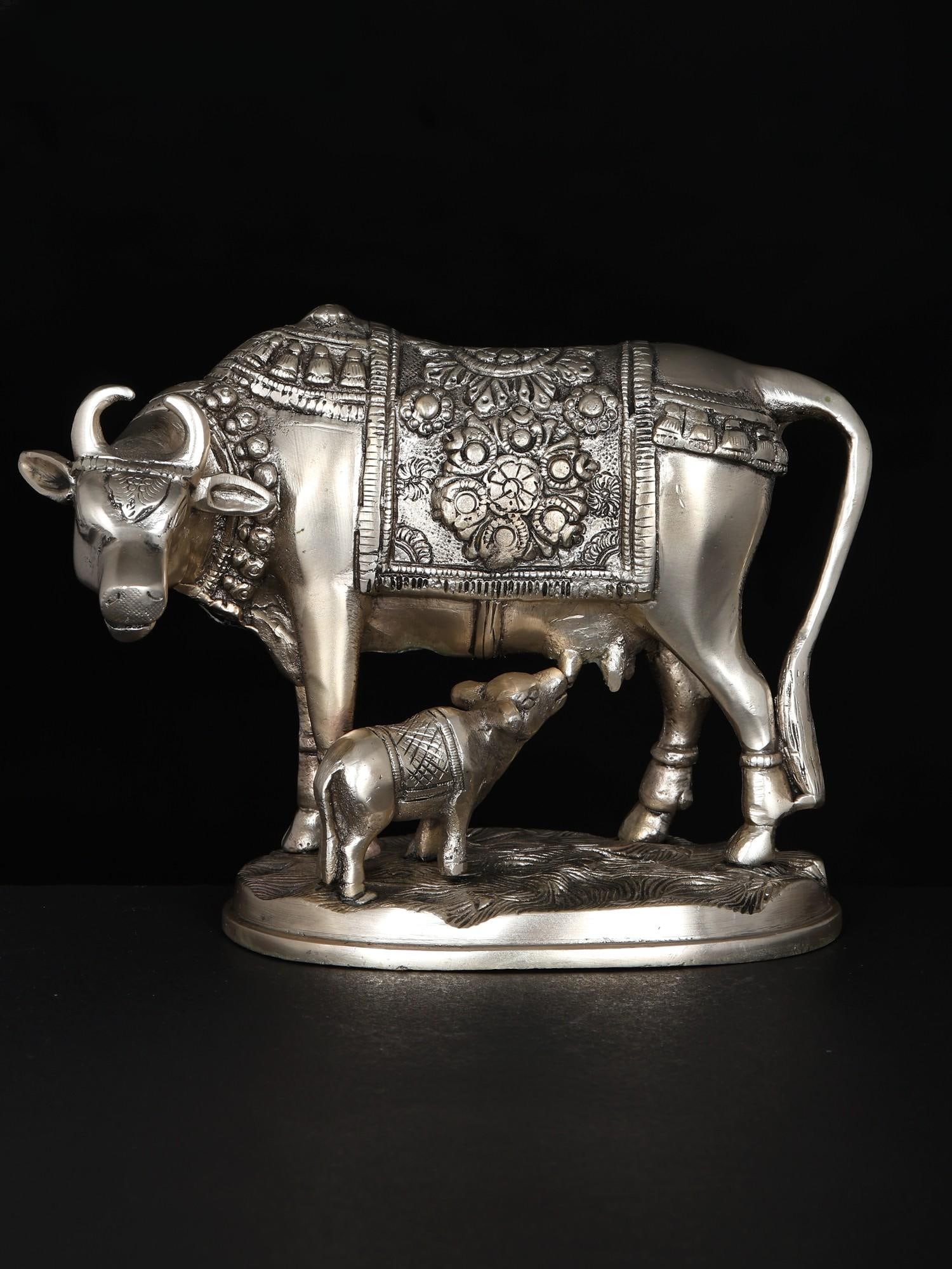 7" Cow and Calf | Silver Plated Brass Statue: Title: 7" Cow and Calf | Silver Plated Brass Statue Additional Information: itemcode: DDO157 Reserve: $135.00 Shipping: Domestic: Shipping rates are determined by destination International: Foreign