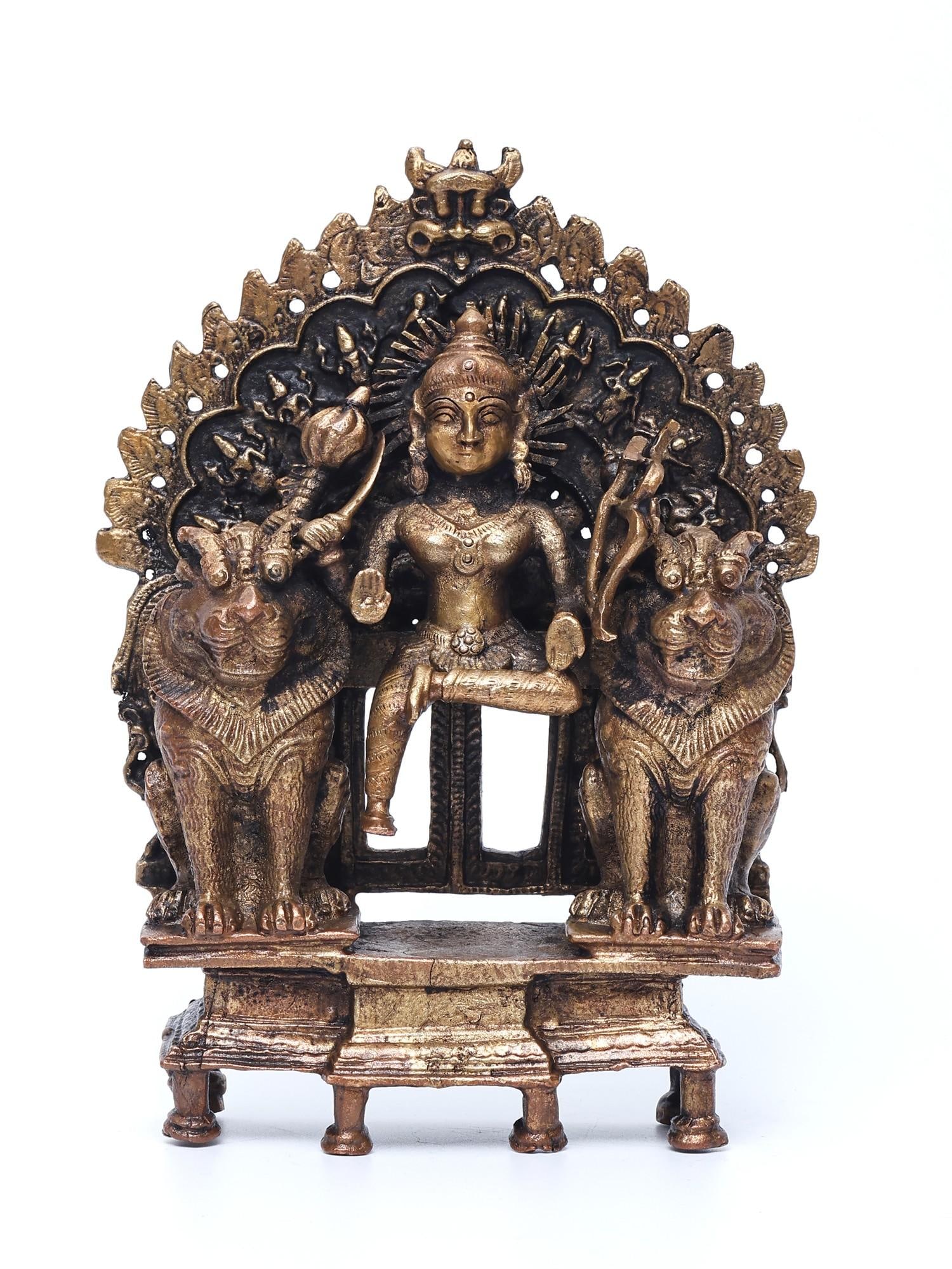 6" Small Goddess Durga | Copper Statue: Title: 6" Small Goddess Durga | Copper Statue Additional Information: itemcode: DDN608 Reserve: $305.00 Shipping: Domestic: Shipping rates are determined by destination International: Foreign shipping