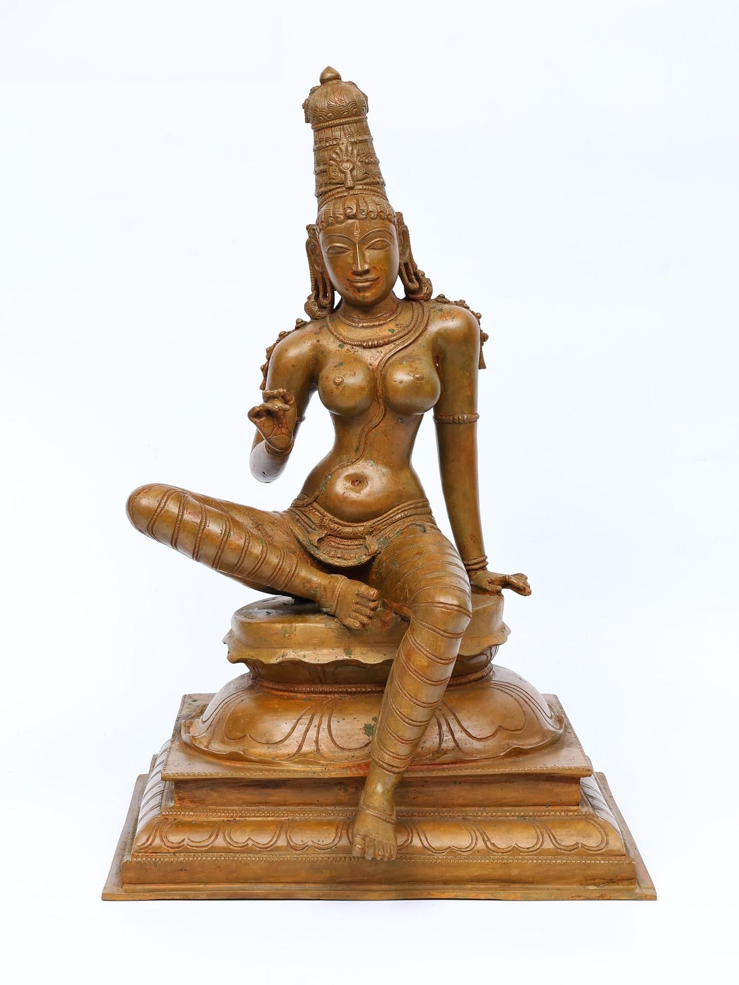 20" Devi Uma (Goddess Parvati) Seated in Lalitasana: Title: 20" Devi Uma (Goddess Parvati) Seated in Lalitasana Additional Information: itemcode: DDN884 Reserve: $1,754.00 Shipping: Domestic: Shipping rates are determined by destination International: F