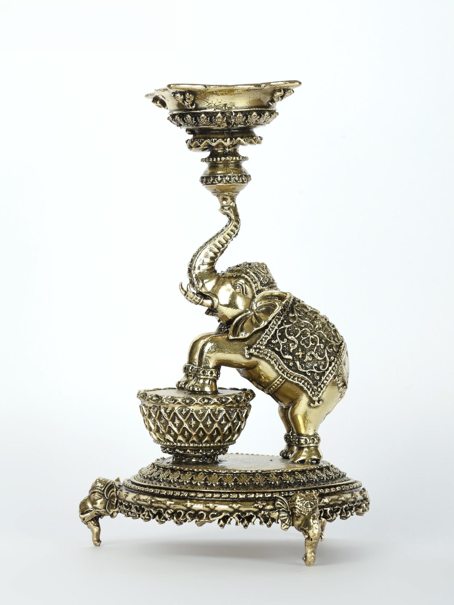 6" Superfine Designer Elephant Lamp in Brass - 2