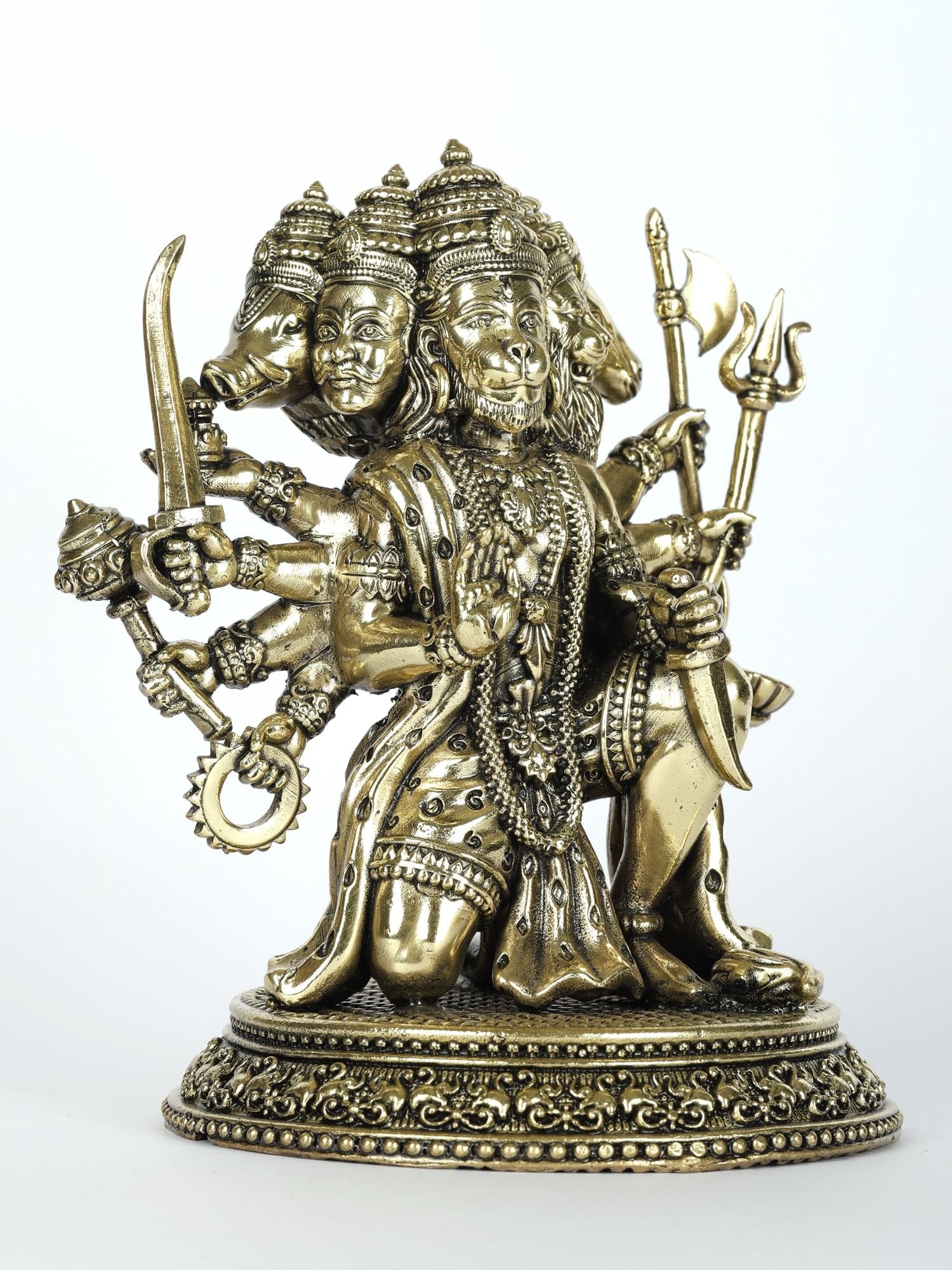 Superfine Ten Armed Panchamukhi Lord Hanuman /Brass Statue /Different Sizes - 2