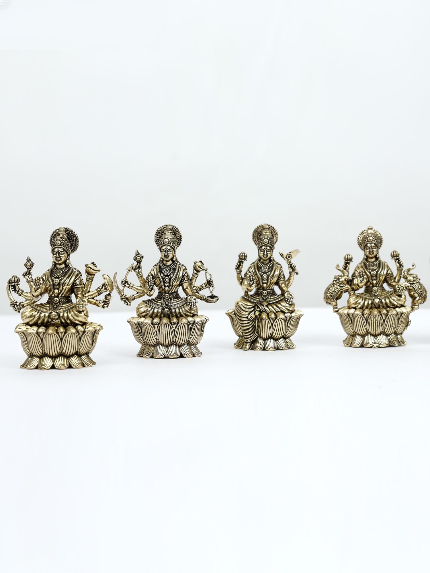 3" Small Superfine Ashtalakshmi Set /Brass Statues - 2